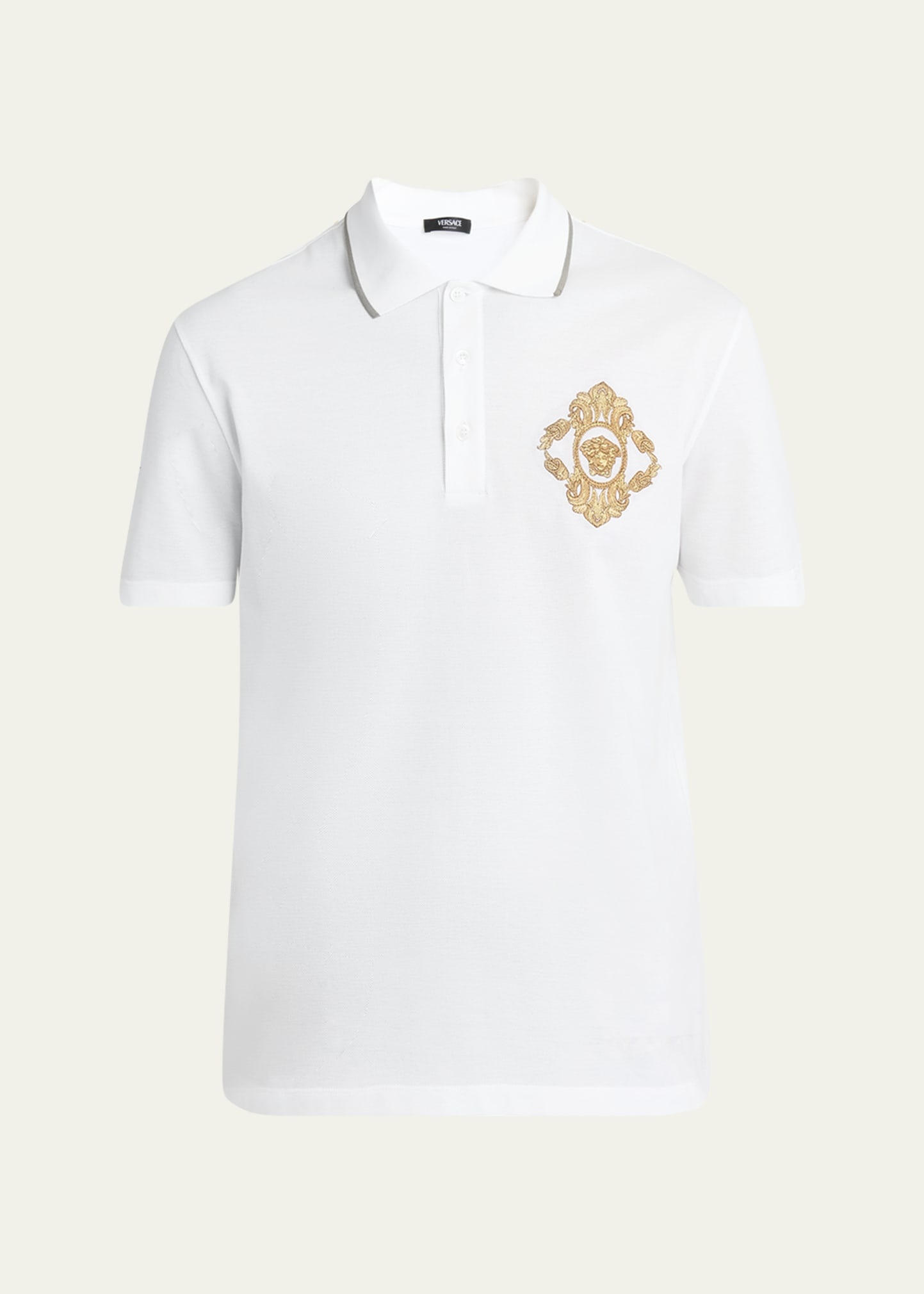 Men's Barocco Crest Pique Polo Shirt - 1