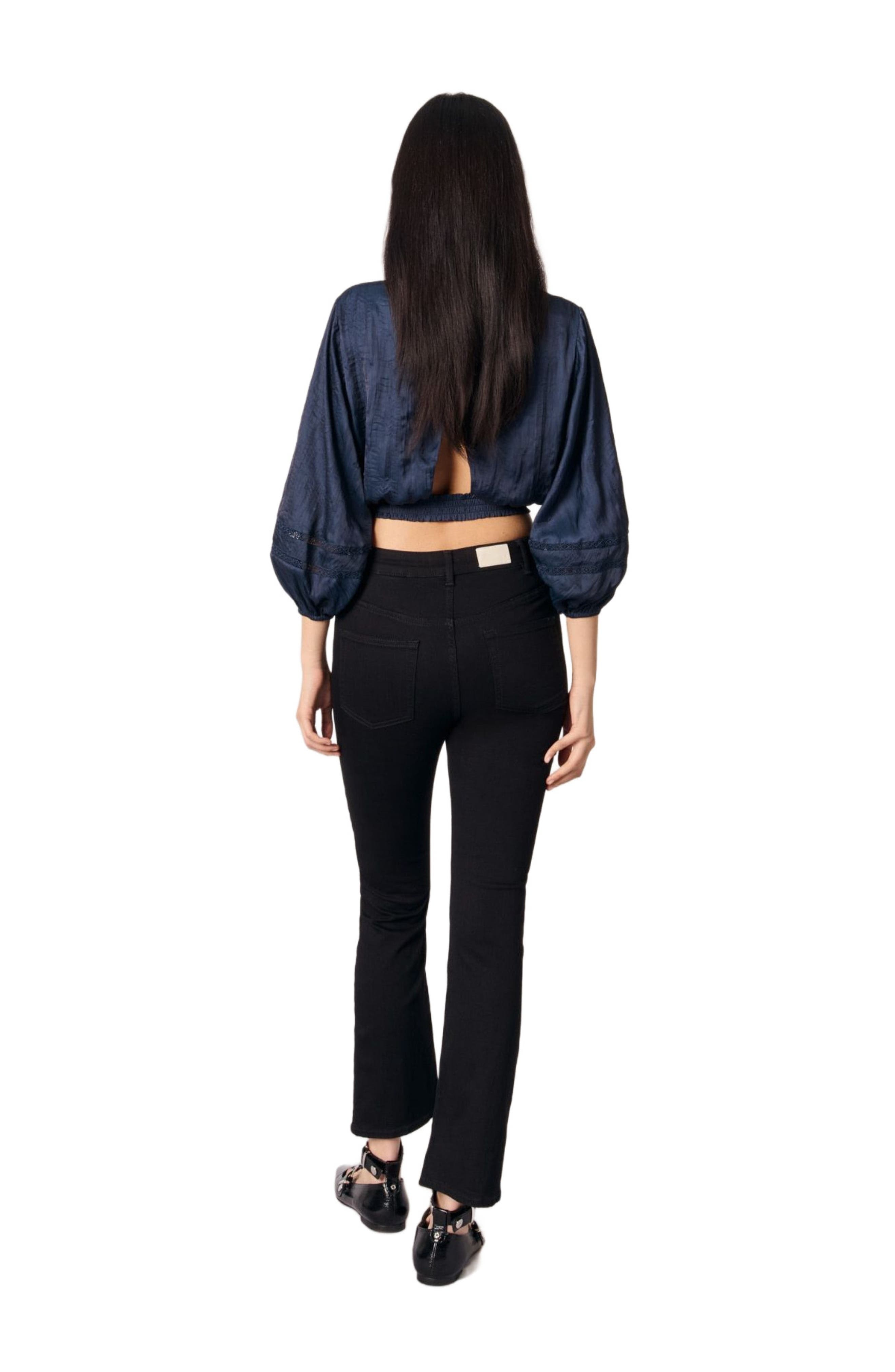maje Satin-look short top in Navy at Nordstrom - 2