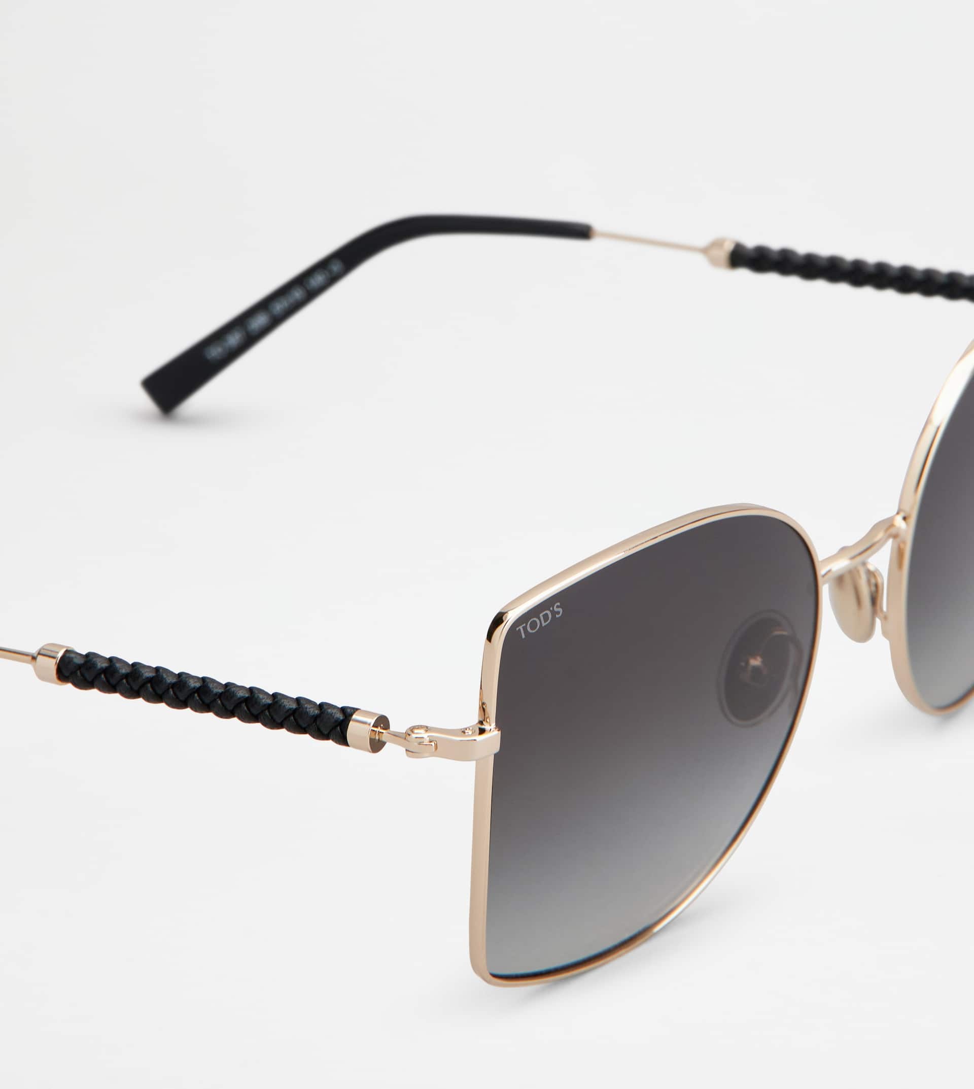 SUNGLASSES WITH TEMPLES IN LEATHER - GOLD - 4