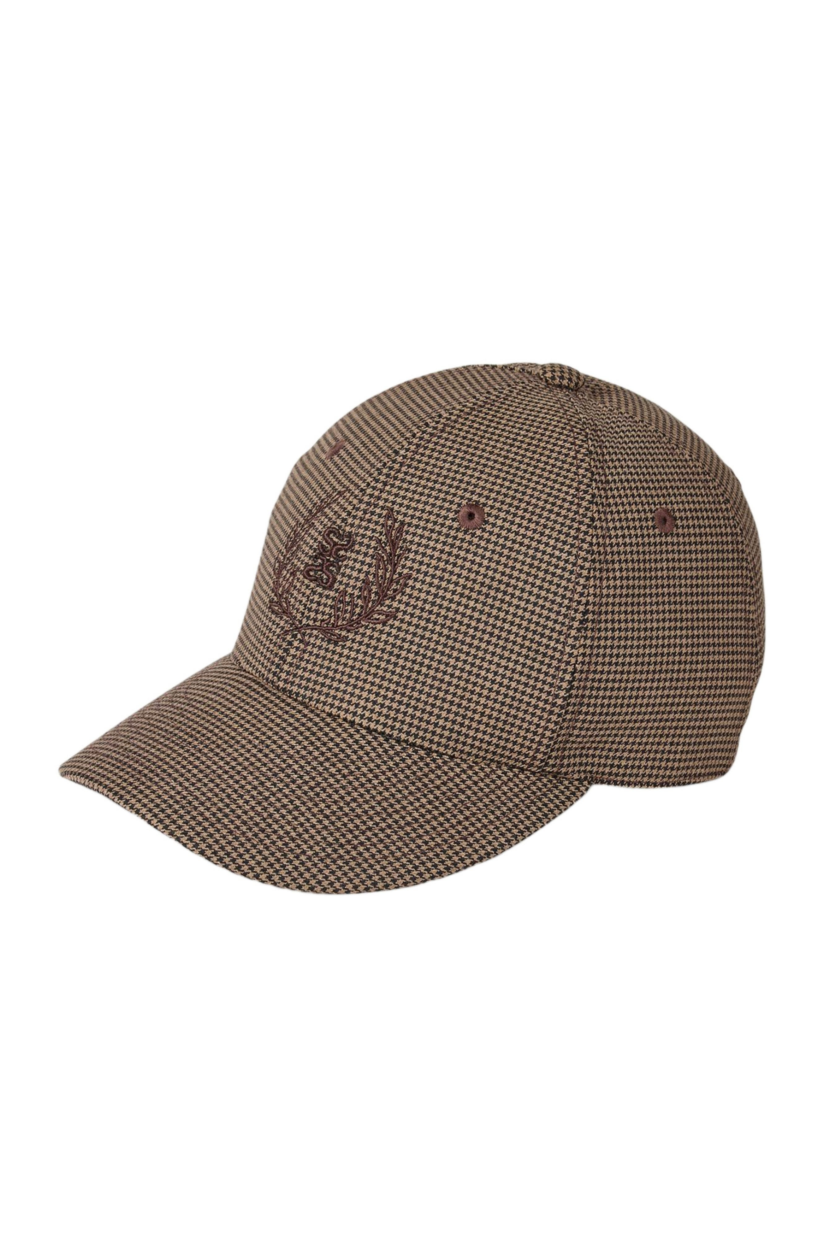 SANDRO Houndstooth print cap in Brown at Nordstrom - 1