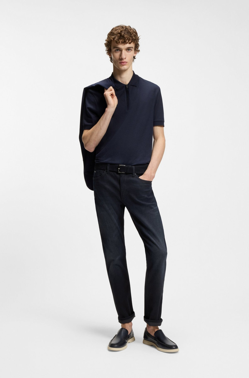 BOSS DELAWARE BLUE SLIM-FIT JEANS IN KNITTED DENIM outlook