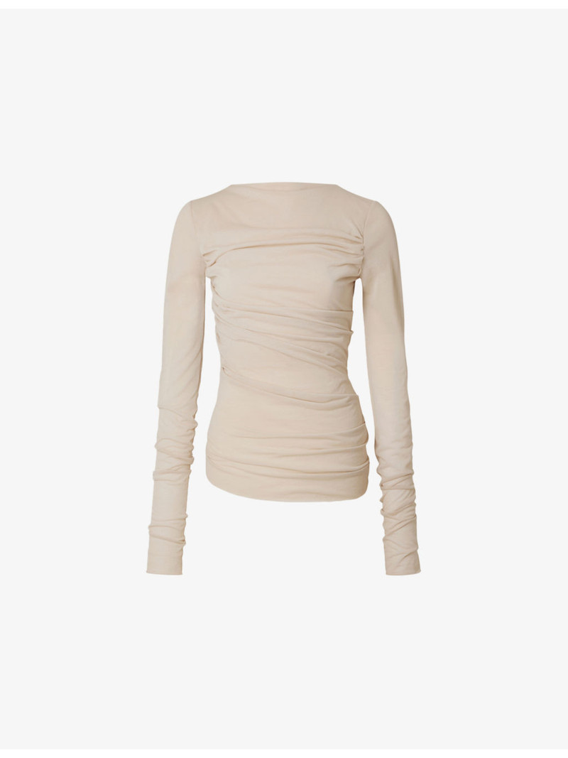 Gaia Gathered-Detail Cotton-Blend Top 1