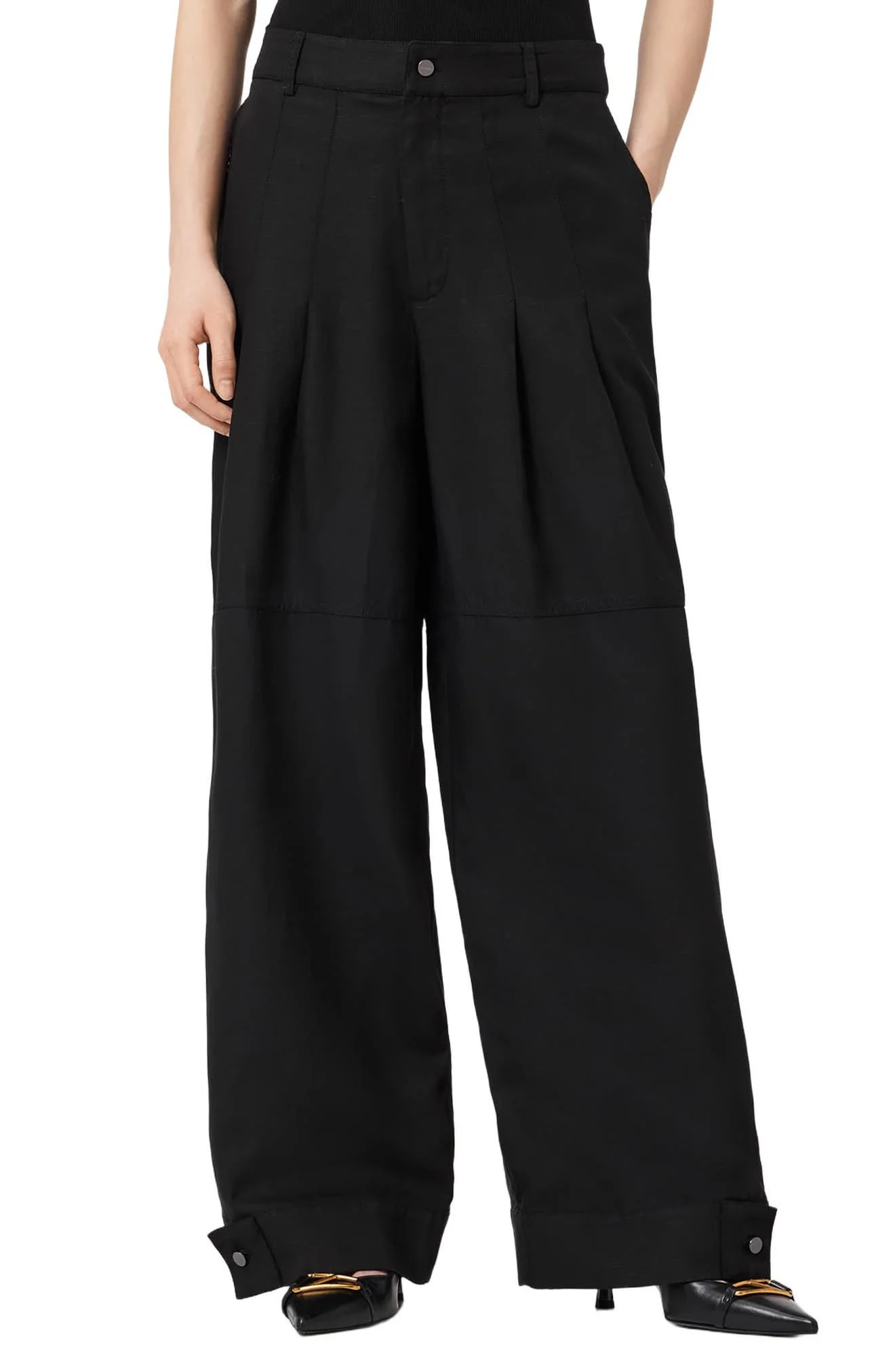 AllSaints Sherell Wide Leg Pants in Black at Nordstrom - 1