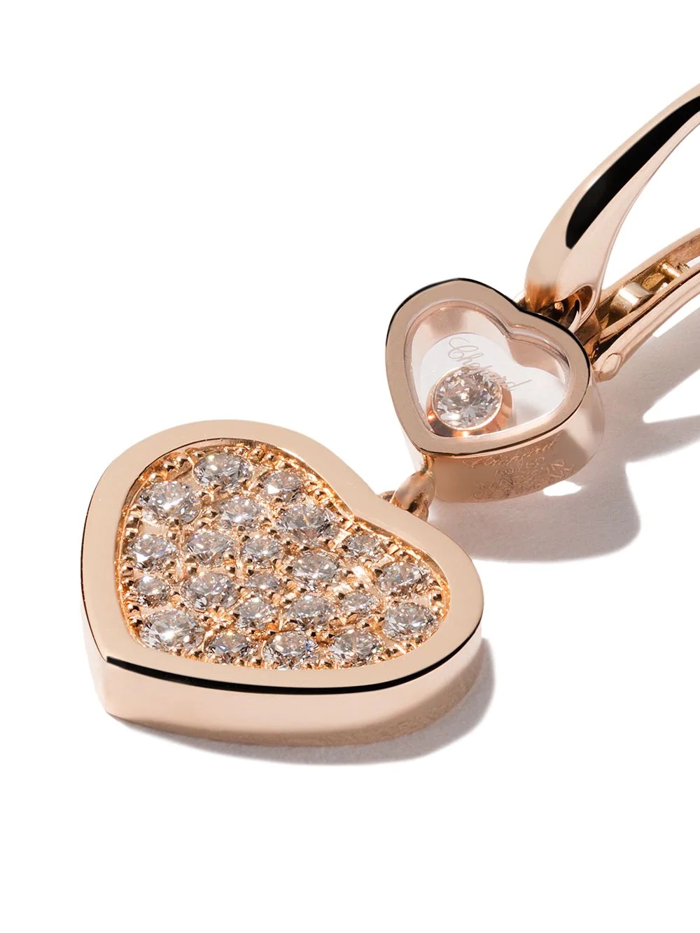 18kt rose gold Happy Hearts diamond drop earrings - 4
