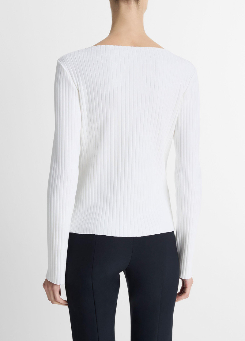 Vince Ribbed Cotton-Blend Slash-Neck Long-Sleeve Top outlook