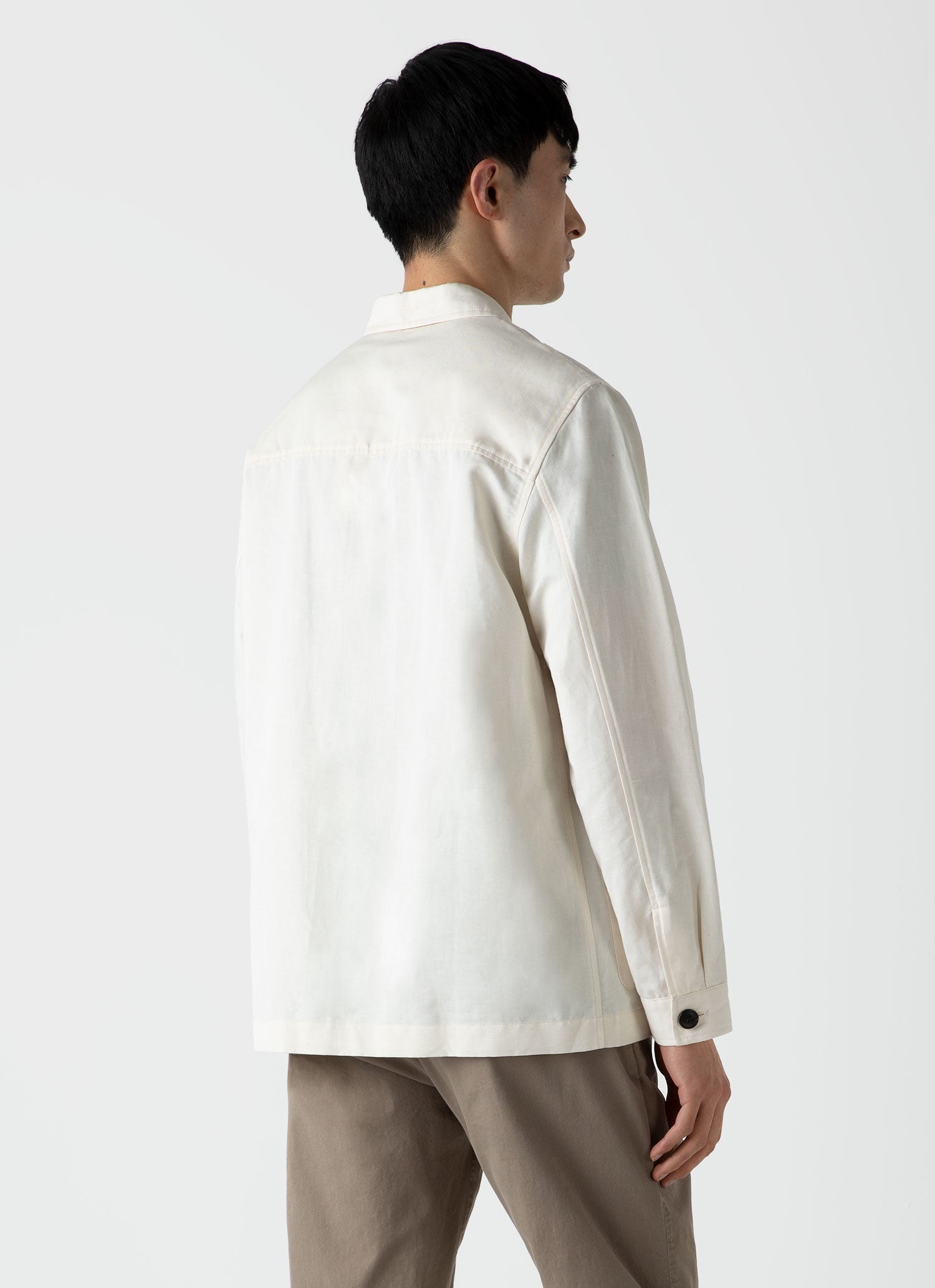 Undyed Cotton Linen Twin Pocket Jacket - 4