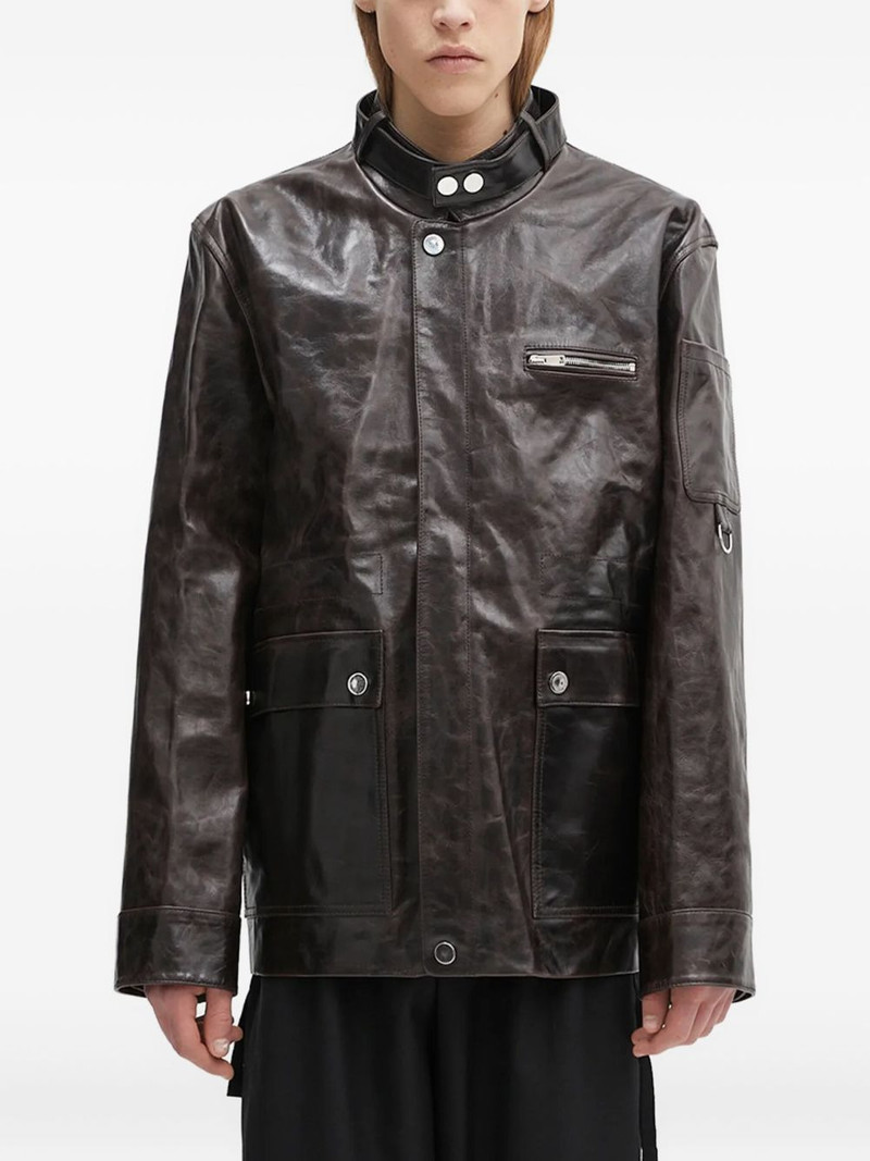 snap-fastening flap-pockets leather jacket 1