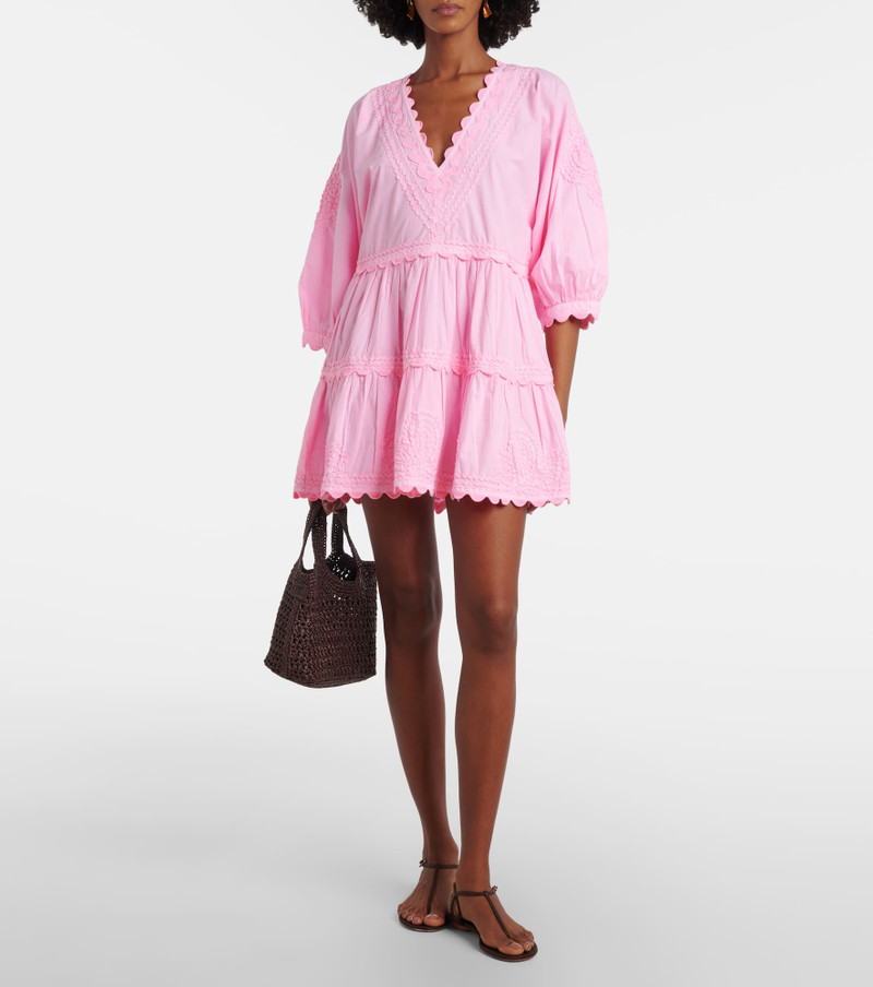 juliet dunn Embroidered tiered cotton poplin minidress outlook