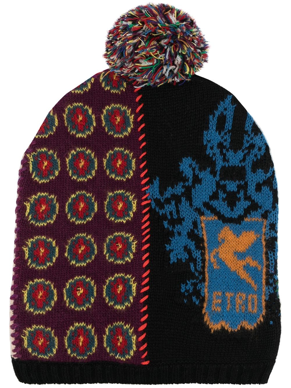 printed pompom beanie - 1