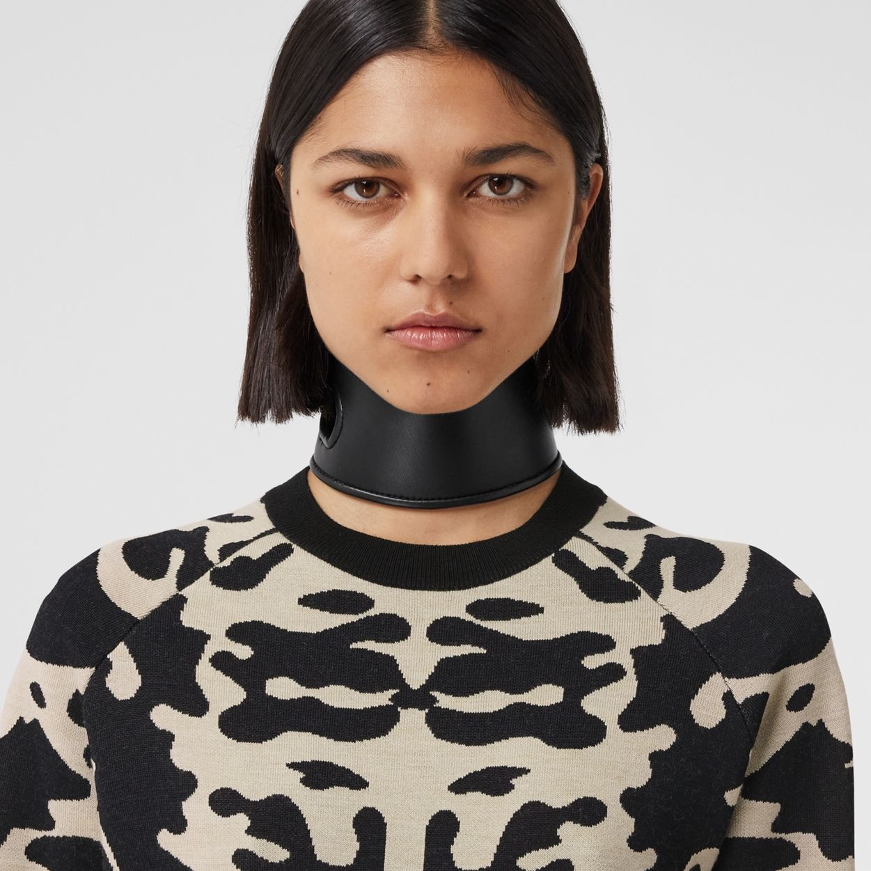 Cow Print Viscose Wool Sweater - 3