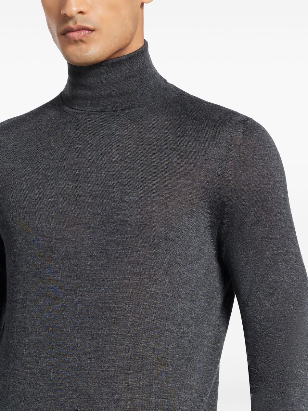 high-neck fine-knit jumper - 5