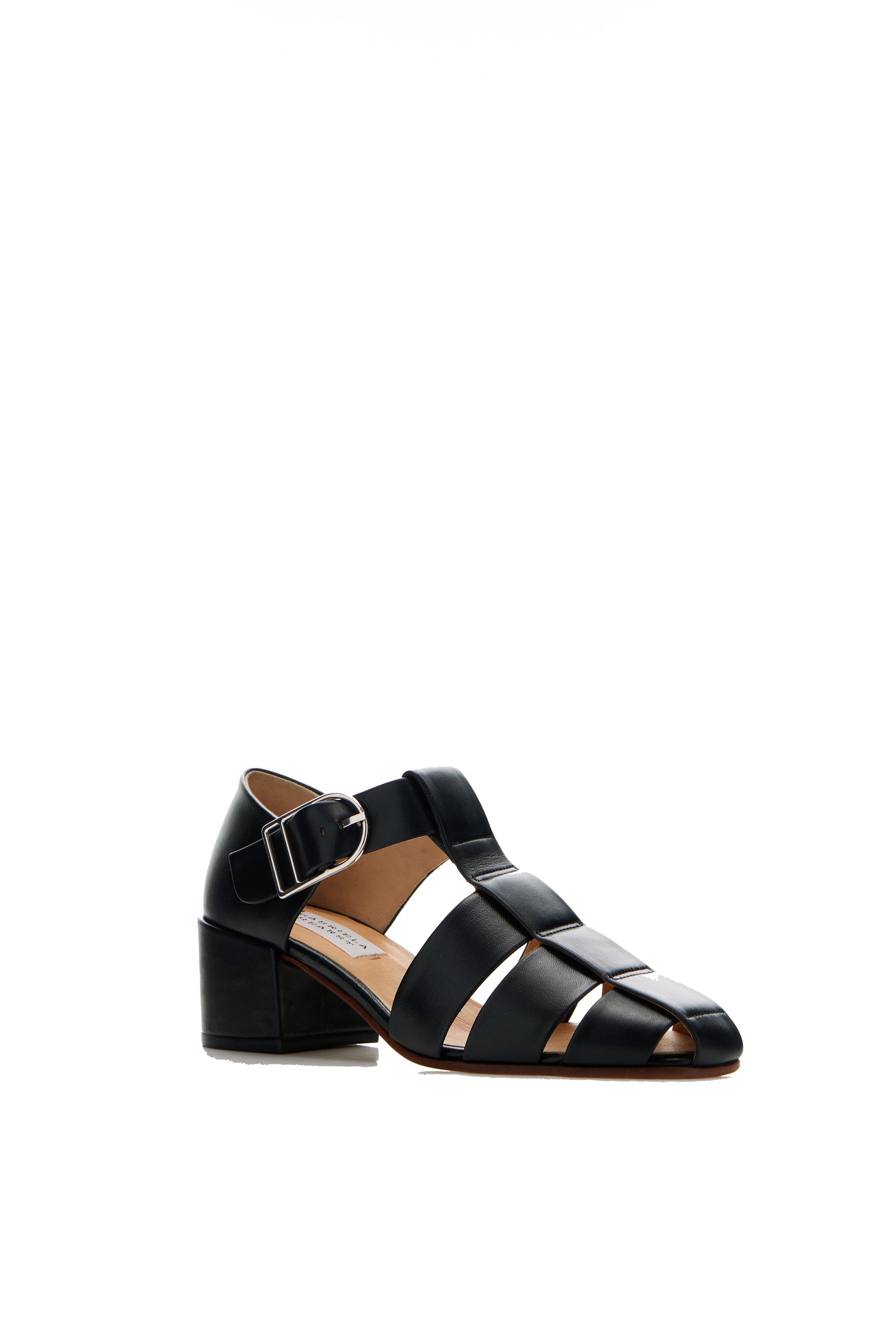 Lyle Block Heel Pump in Black Nappa Leather - 2