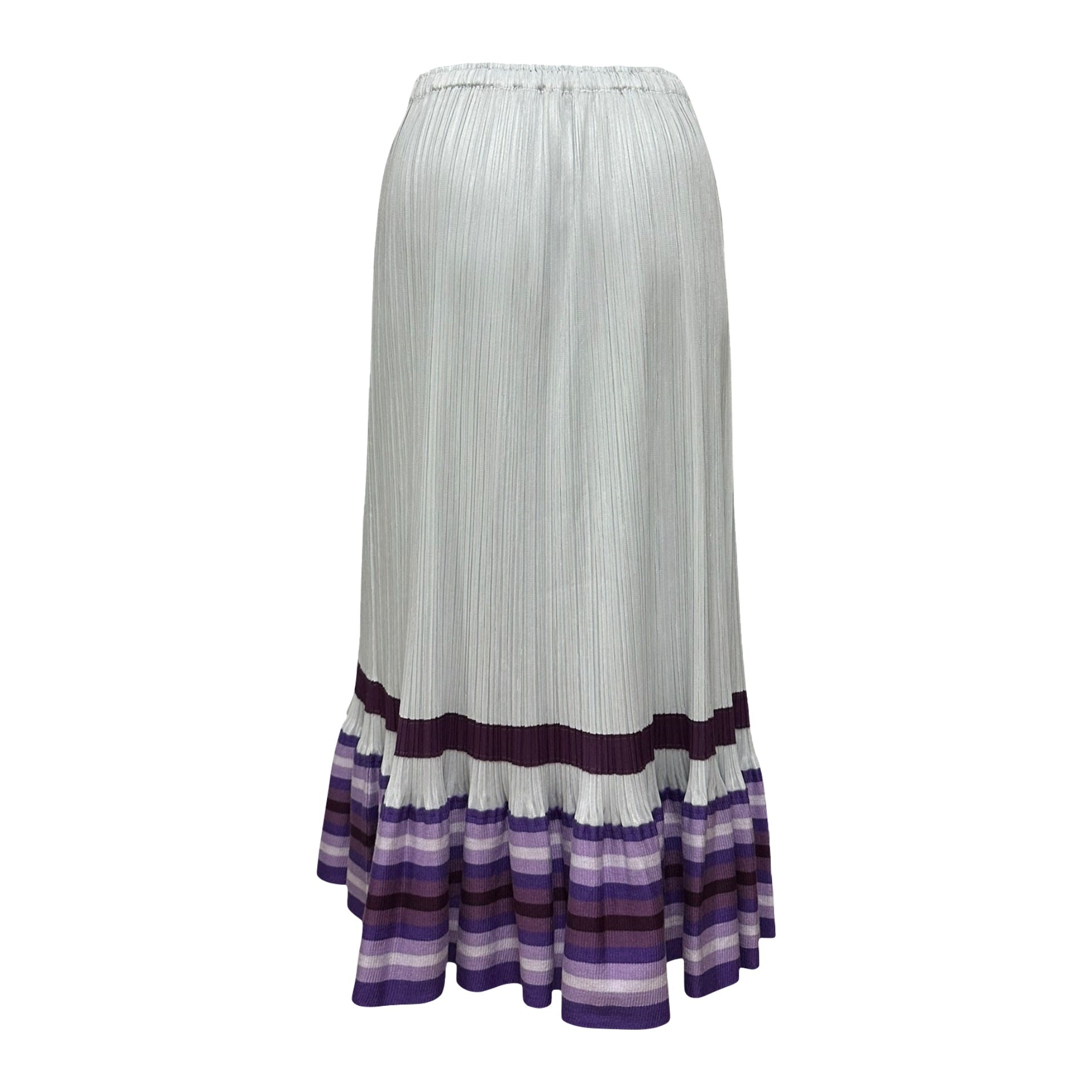 PLEATS PLEASE ISSEY MIYAKE Striped Knit Trim Midi Skirt - 2