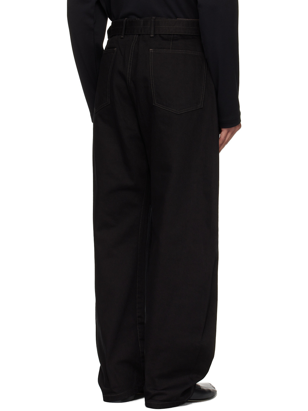 Black Twisted Belted Jeans - 3