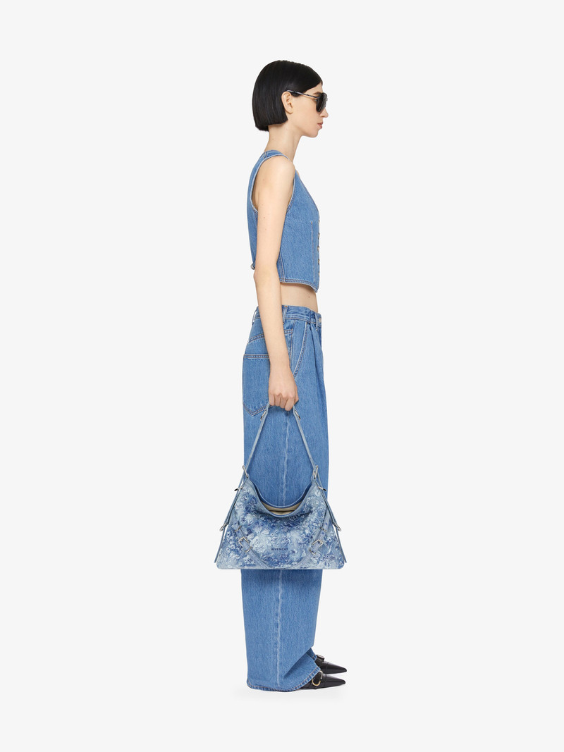 Givenchy MEDIUM VOYOU BAG IN WASHED EMBROIDERED DENIM outlook
