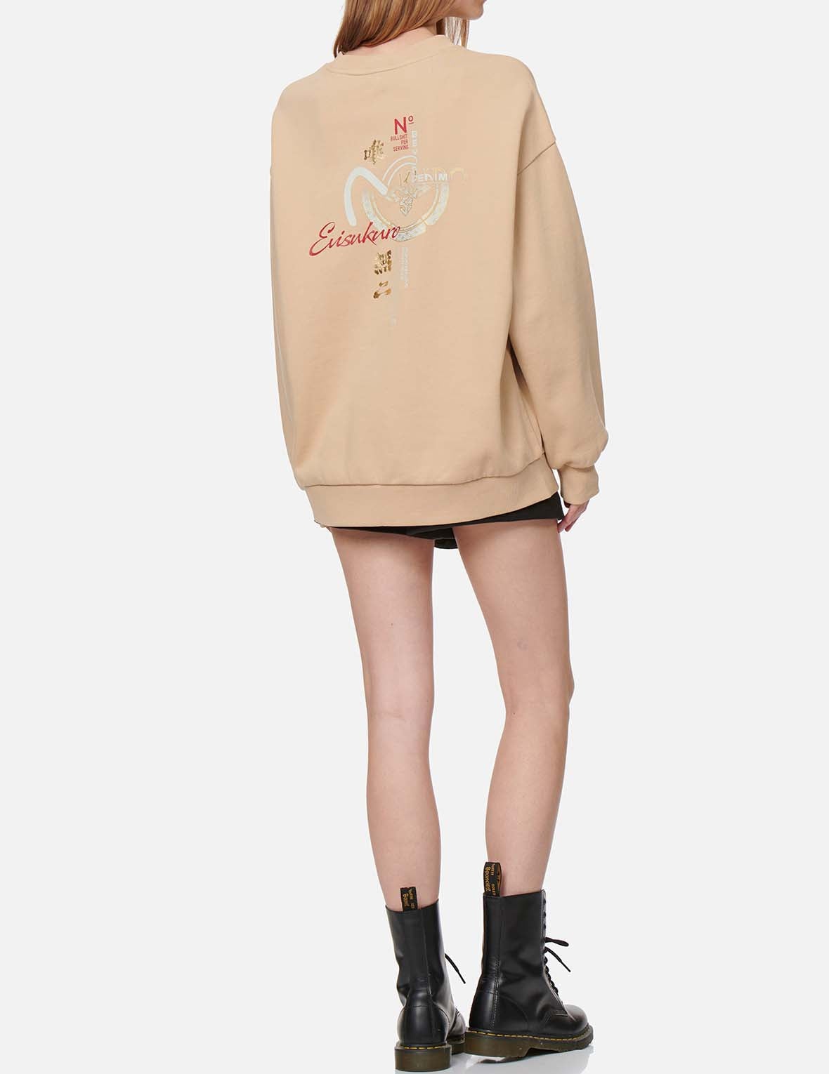 Sashiko Seagull and Kamon Print Oversize Sweatshirt - 5