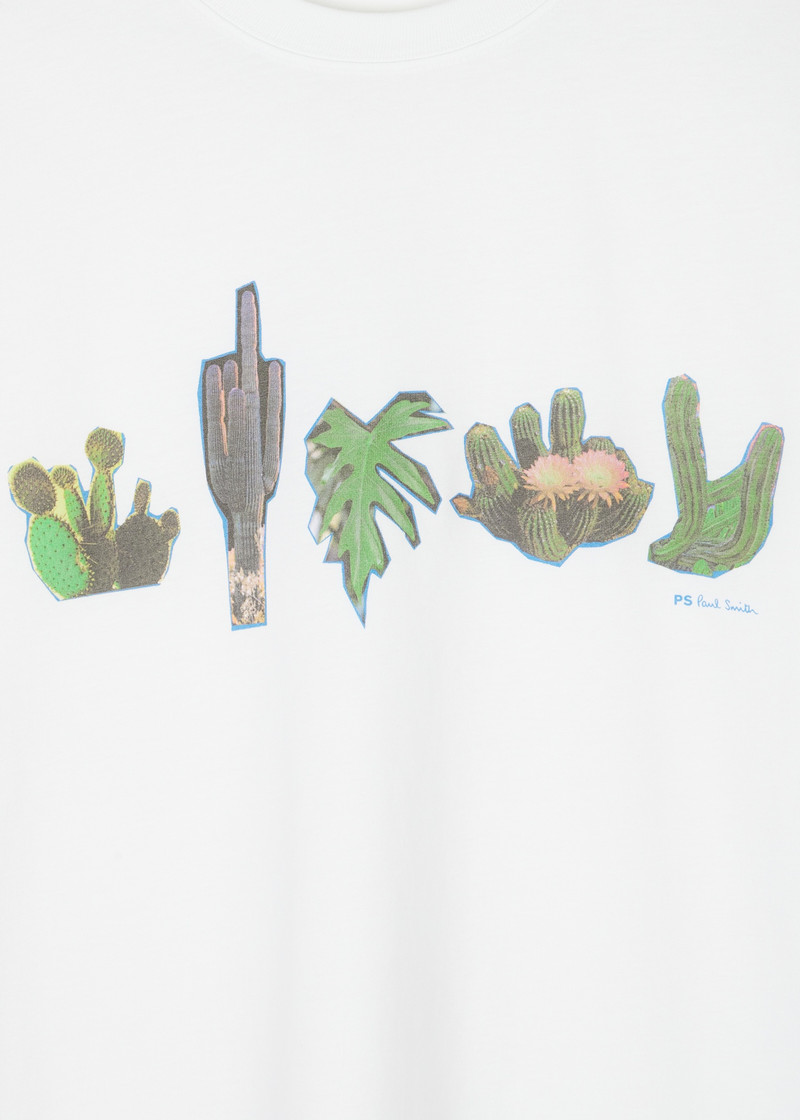 Paul Smith White 'Cactus' Print T-Shirt outlook