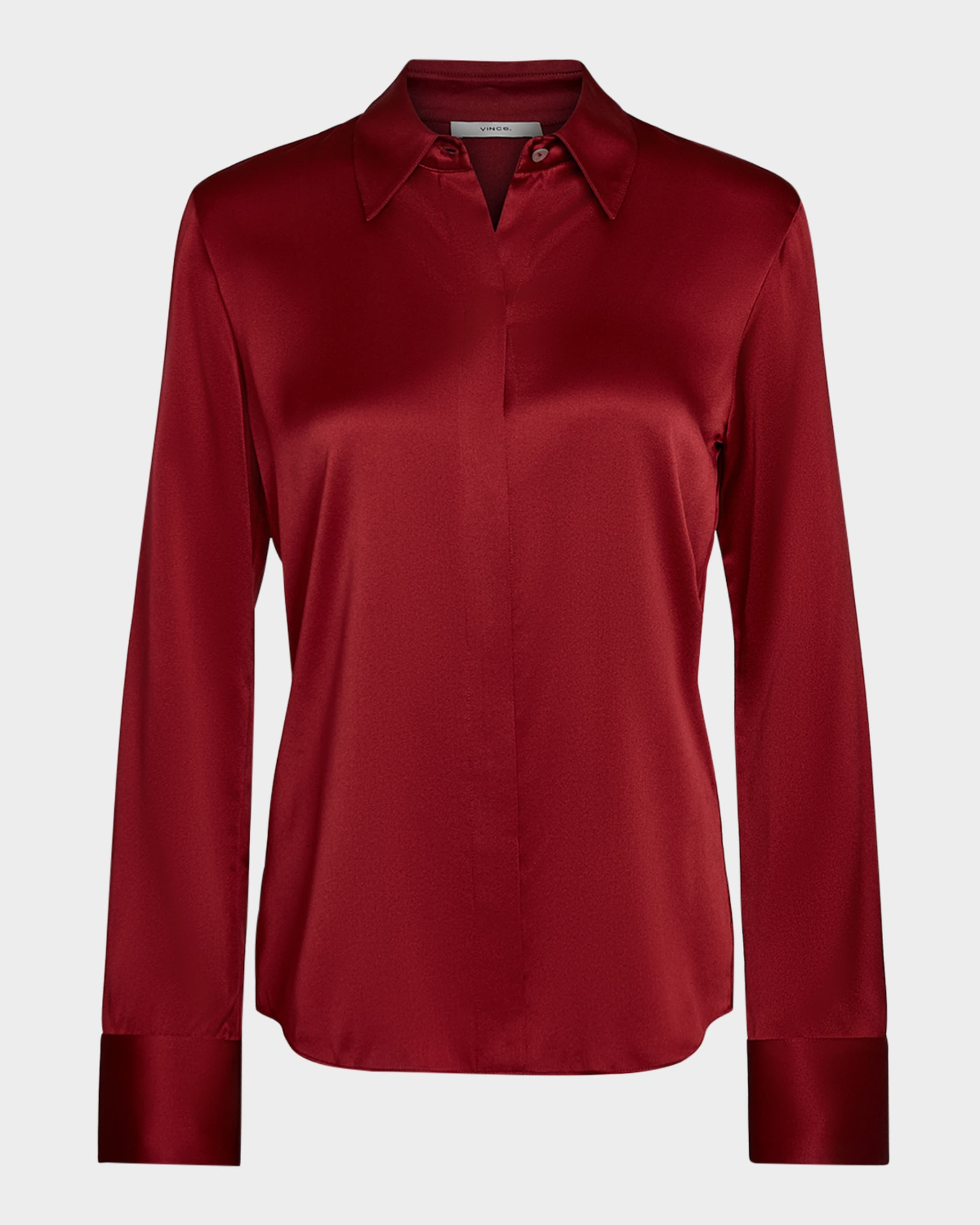 Slim-Fit Silk Satin Shirt - 2