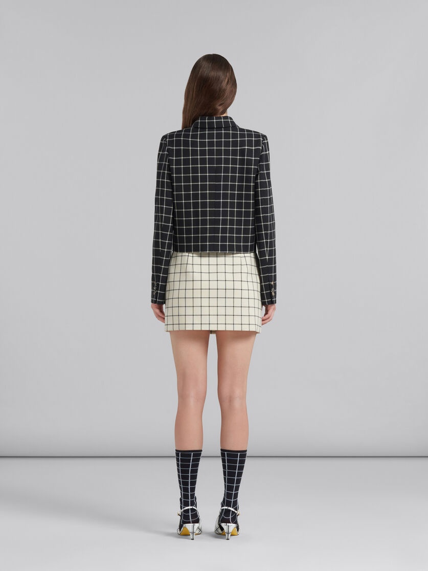 BLACK CHECKED WOOL JACKET - 3