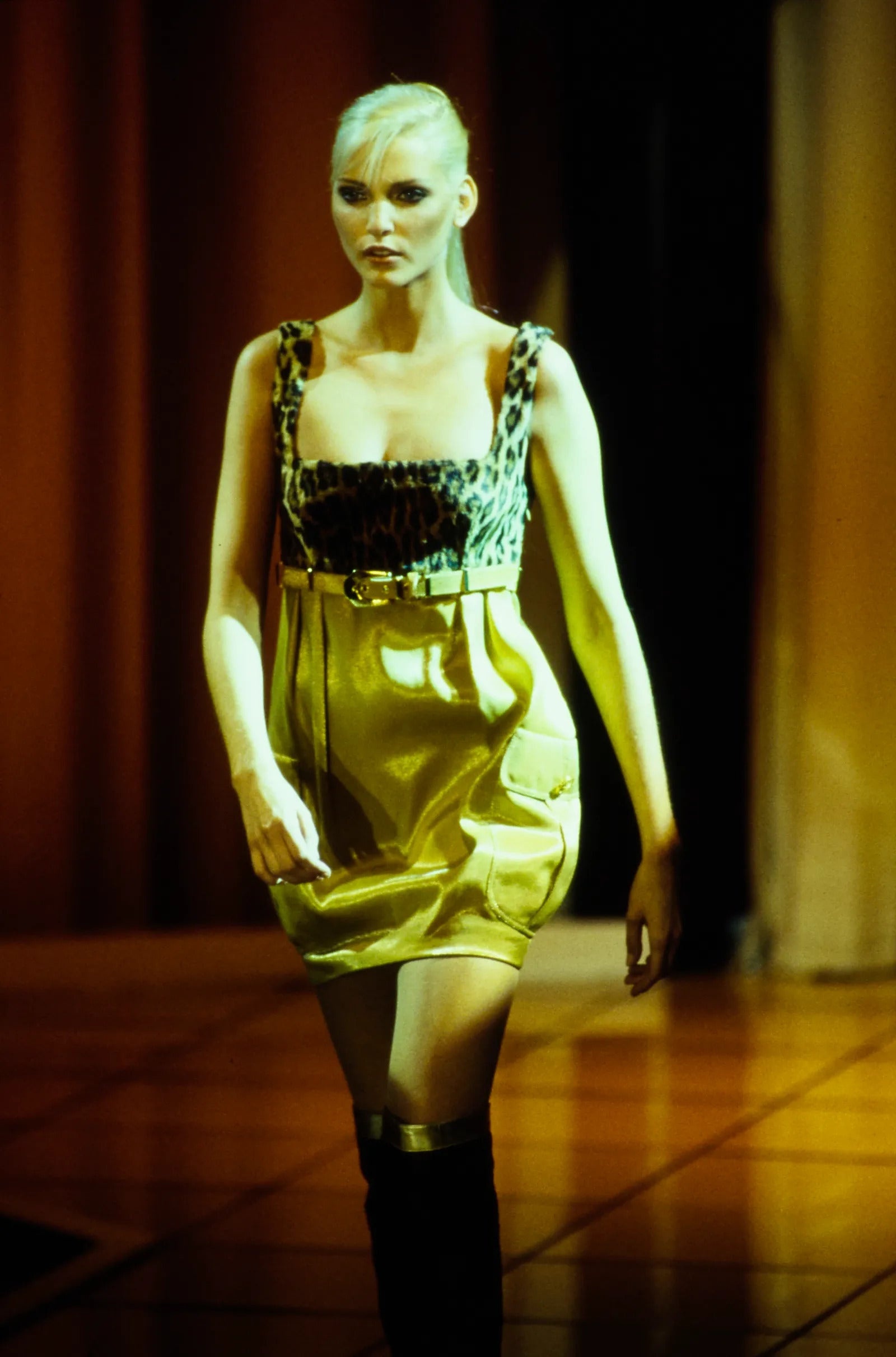 Gianni Versace Fall 1994 Faux Leopard Fur Mini Dress 38 - 2