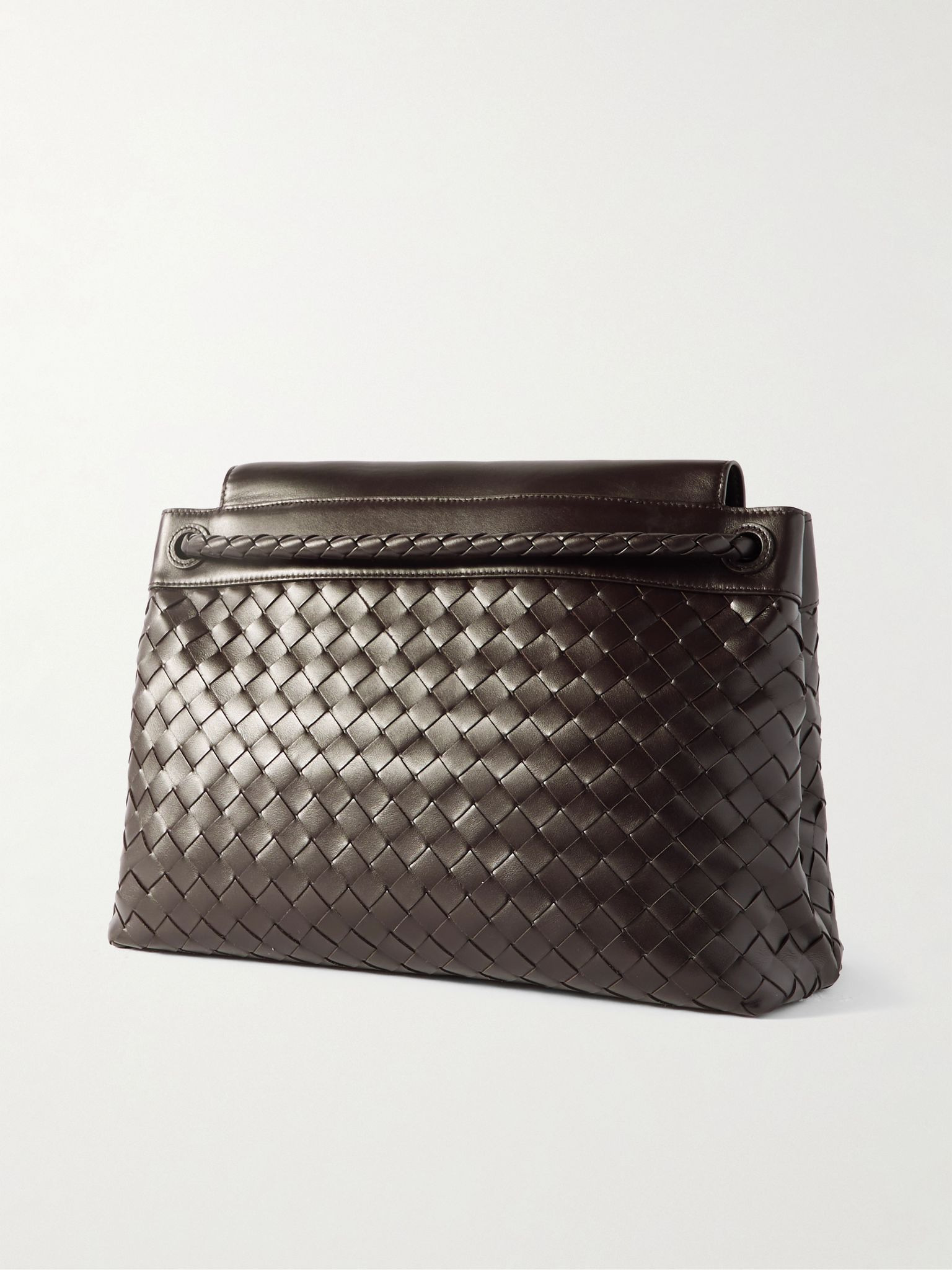 Andiamo Intrecciato Leather Messenger Bag Brown - 3
