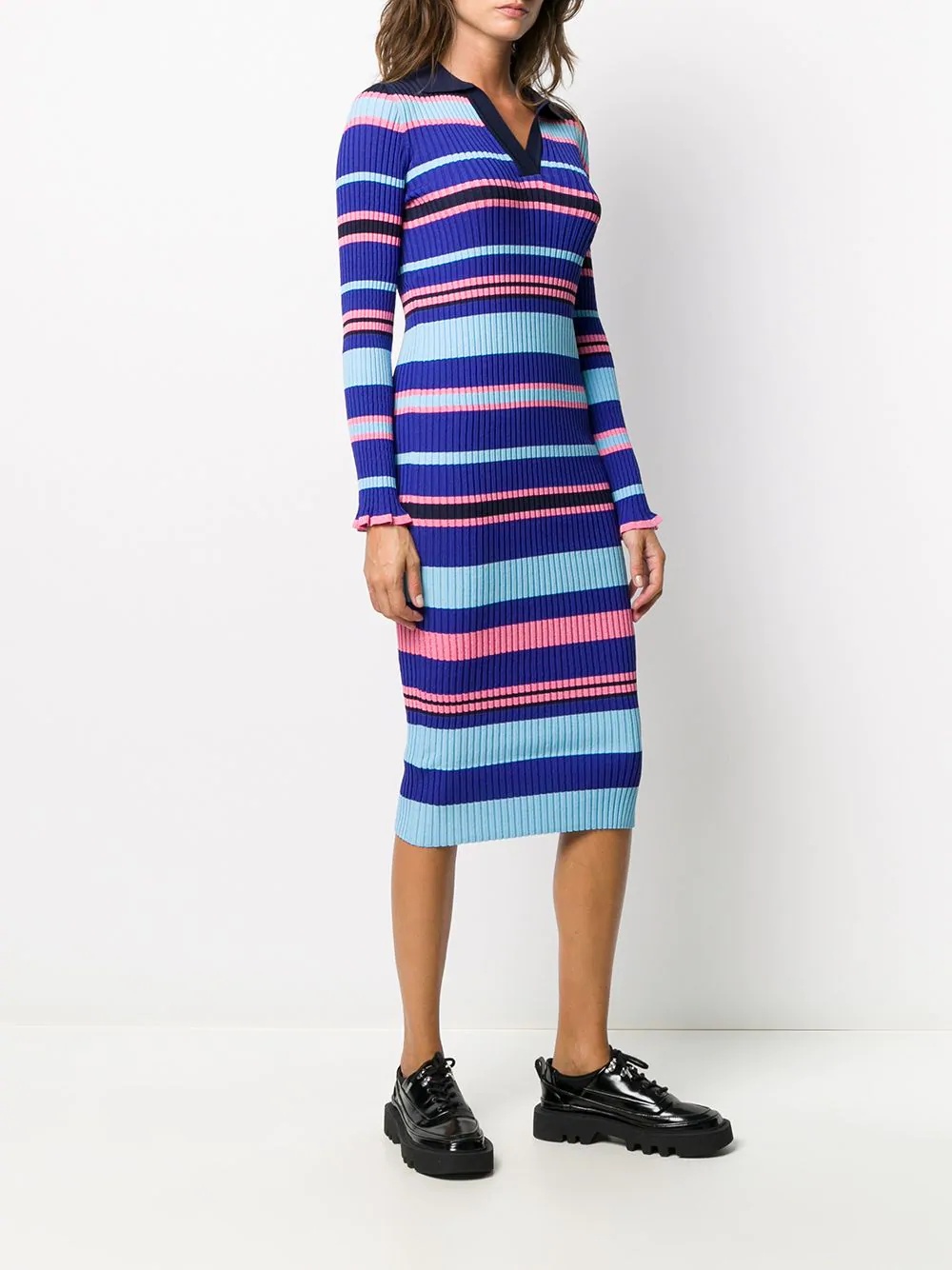 striped polo shirt midi dress - 3