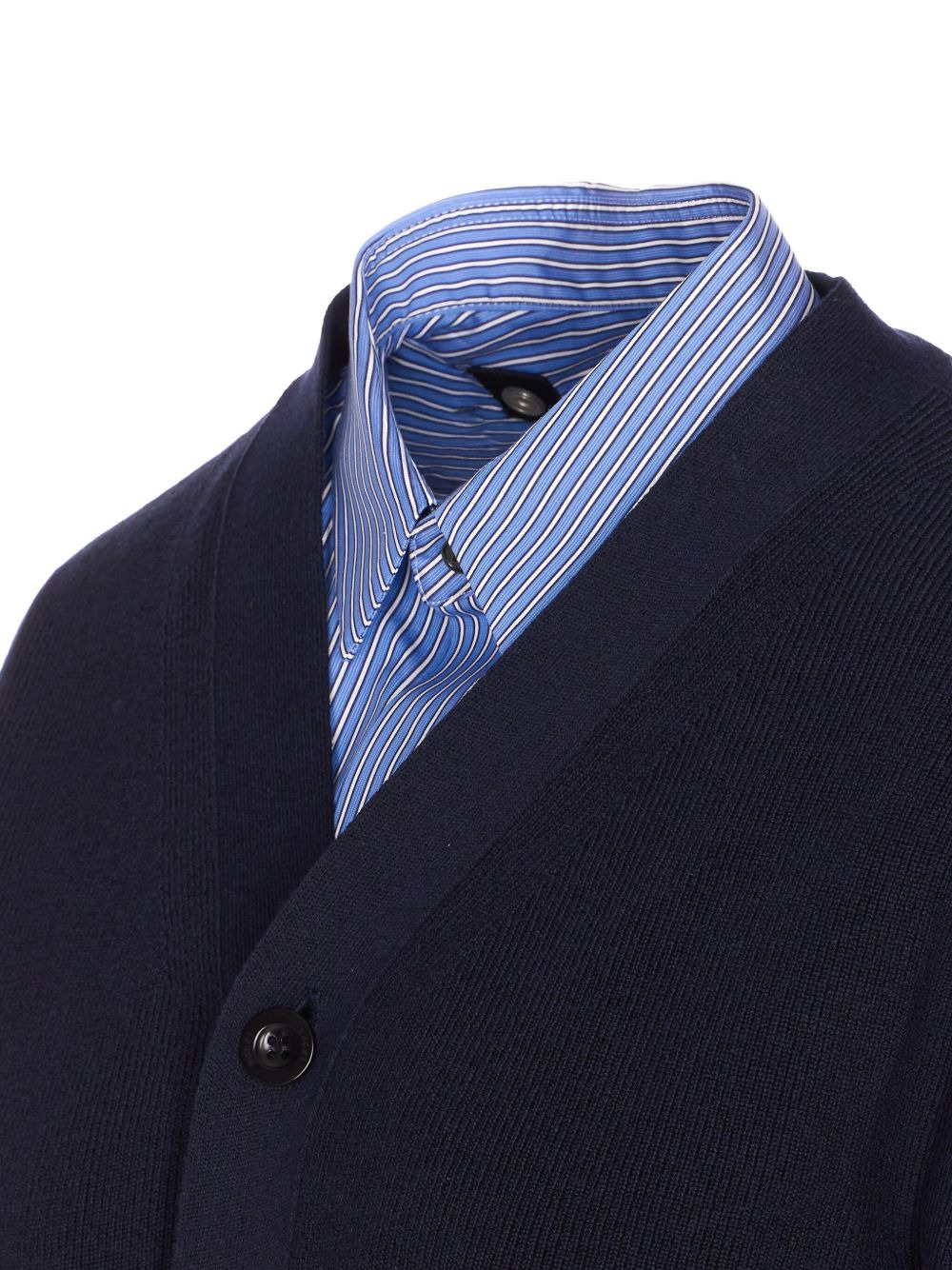 button-front striped shirt cardigan - 3
