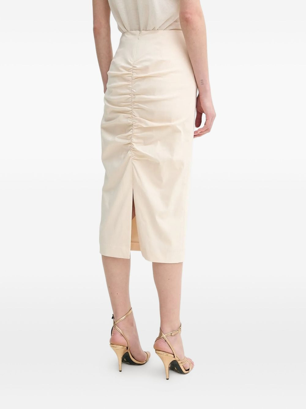 ruched-back midi pencil skirt - 2