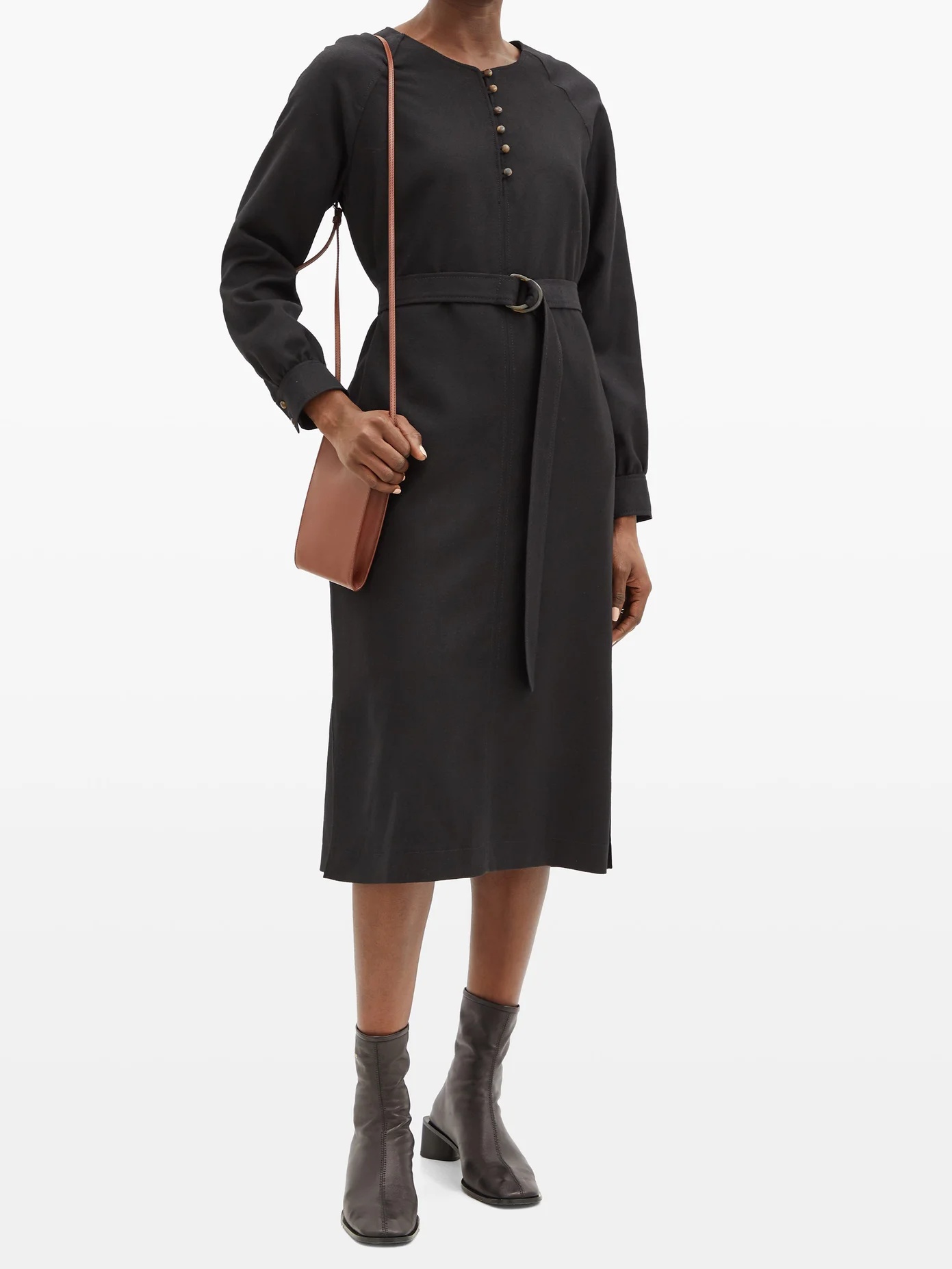 Nicolette belted wool-flannel dress - 2