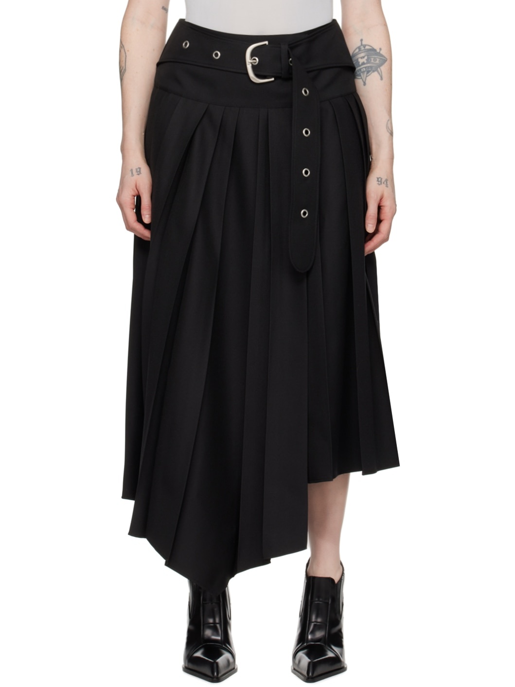 Black Belted Maxi Skirt - 1