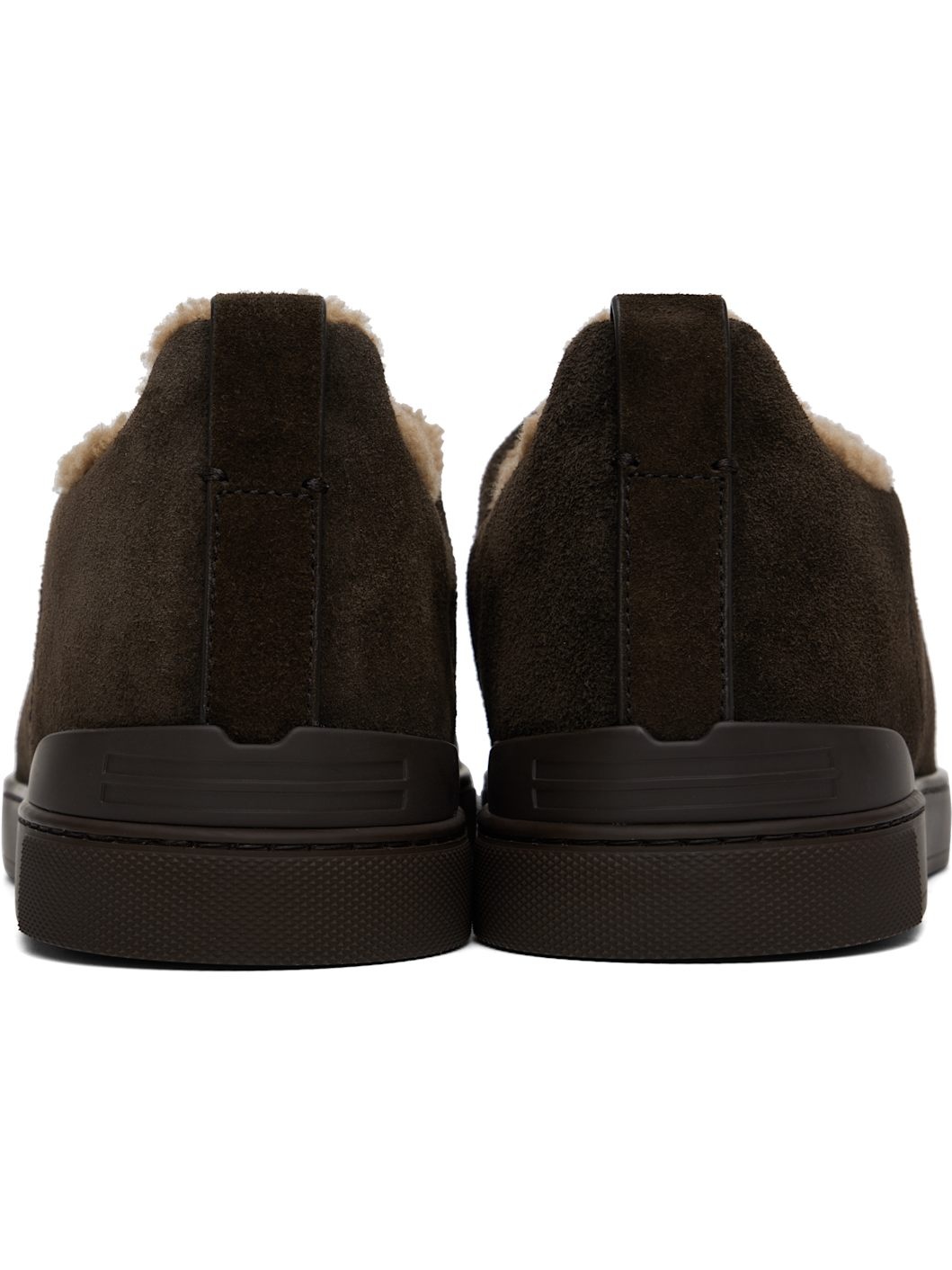 Brown Suede Triple Stitch Sneakers - 2
