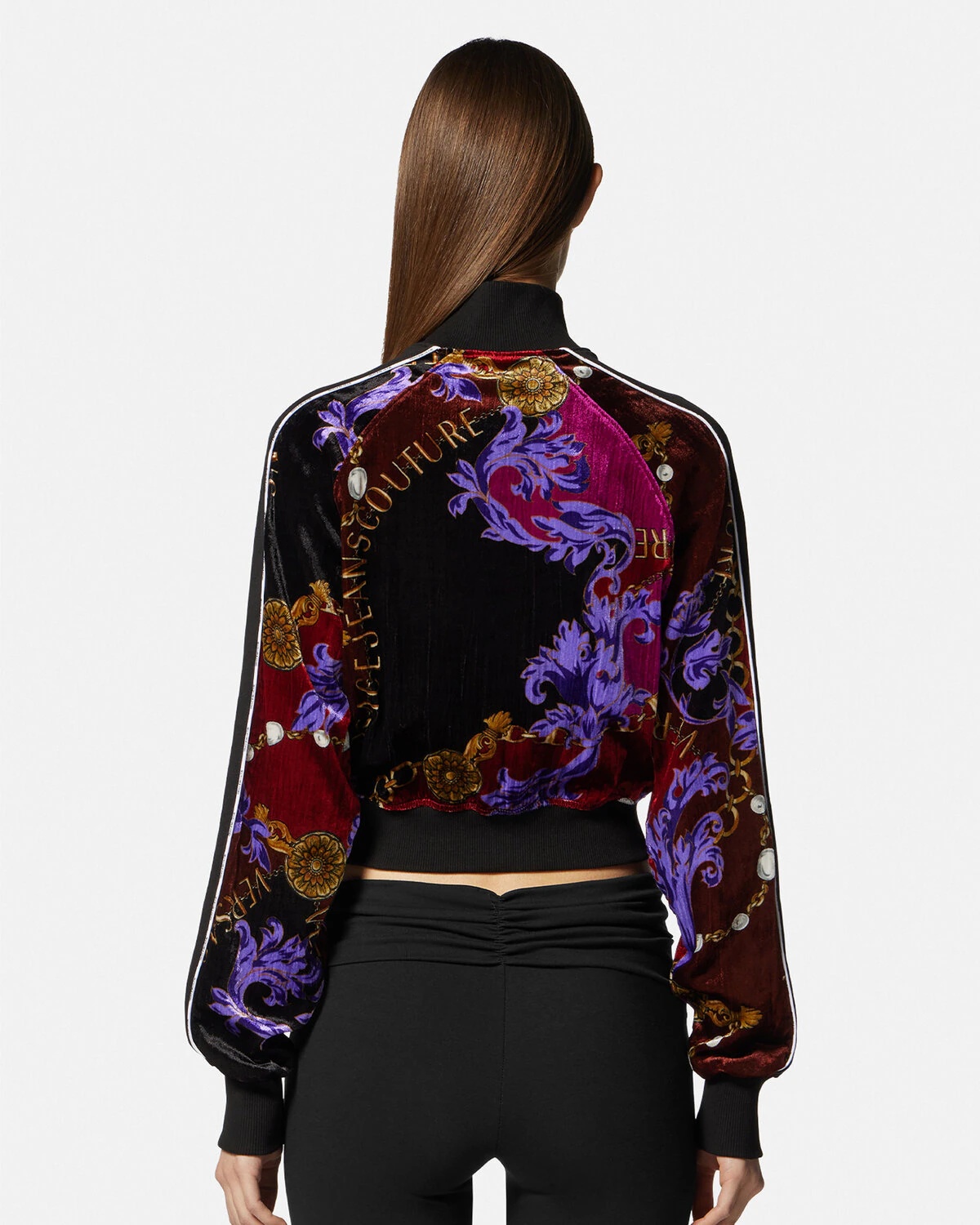 Chain Couture Velvet Zip Sweatshirt - 4