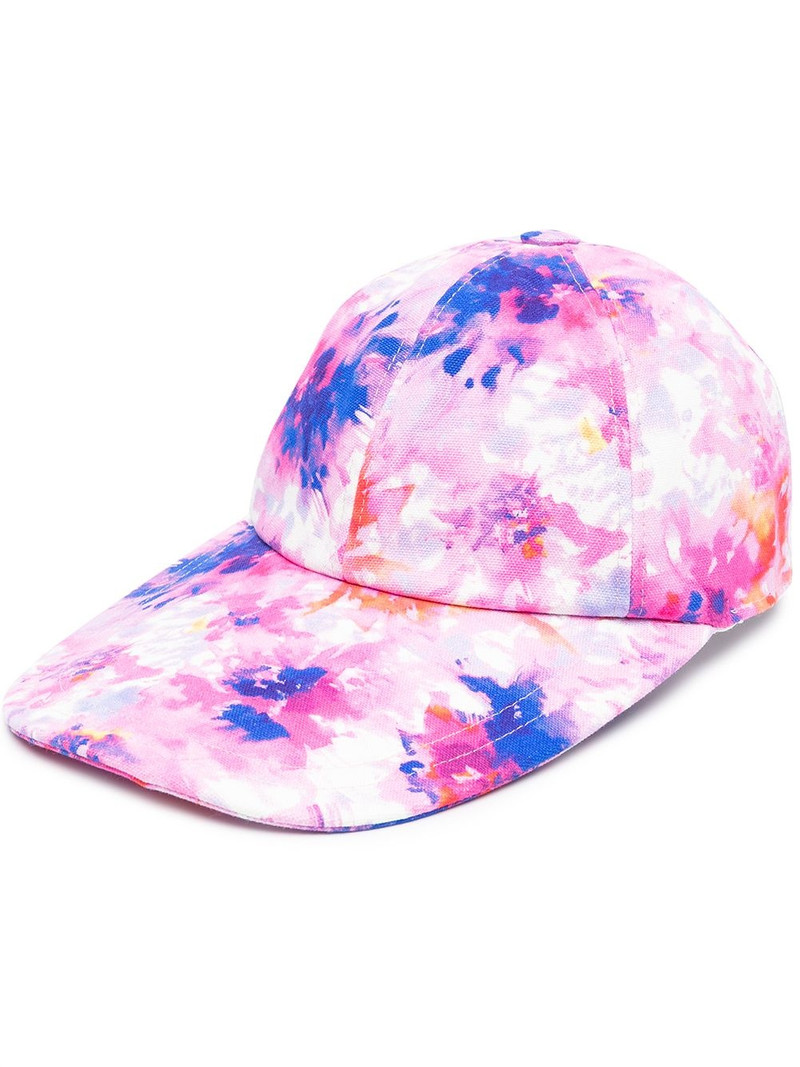 painted effect floral print cap 1