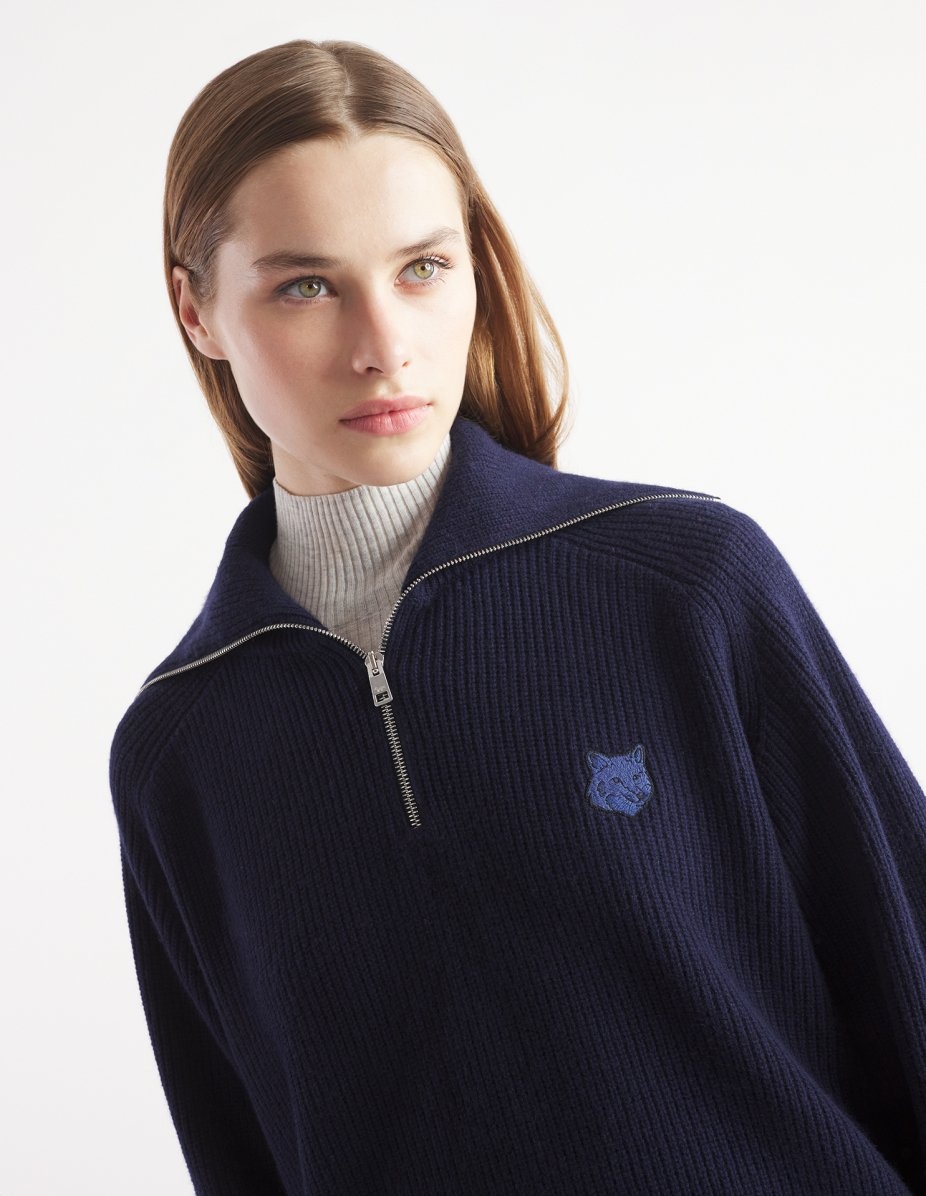 BOLD FOX HEAD PATCH HALF ZIP RIBBED JUMPER - 4