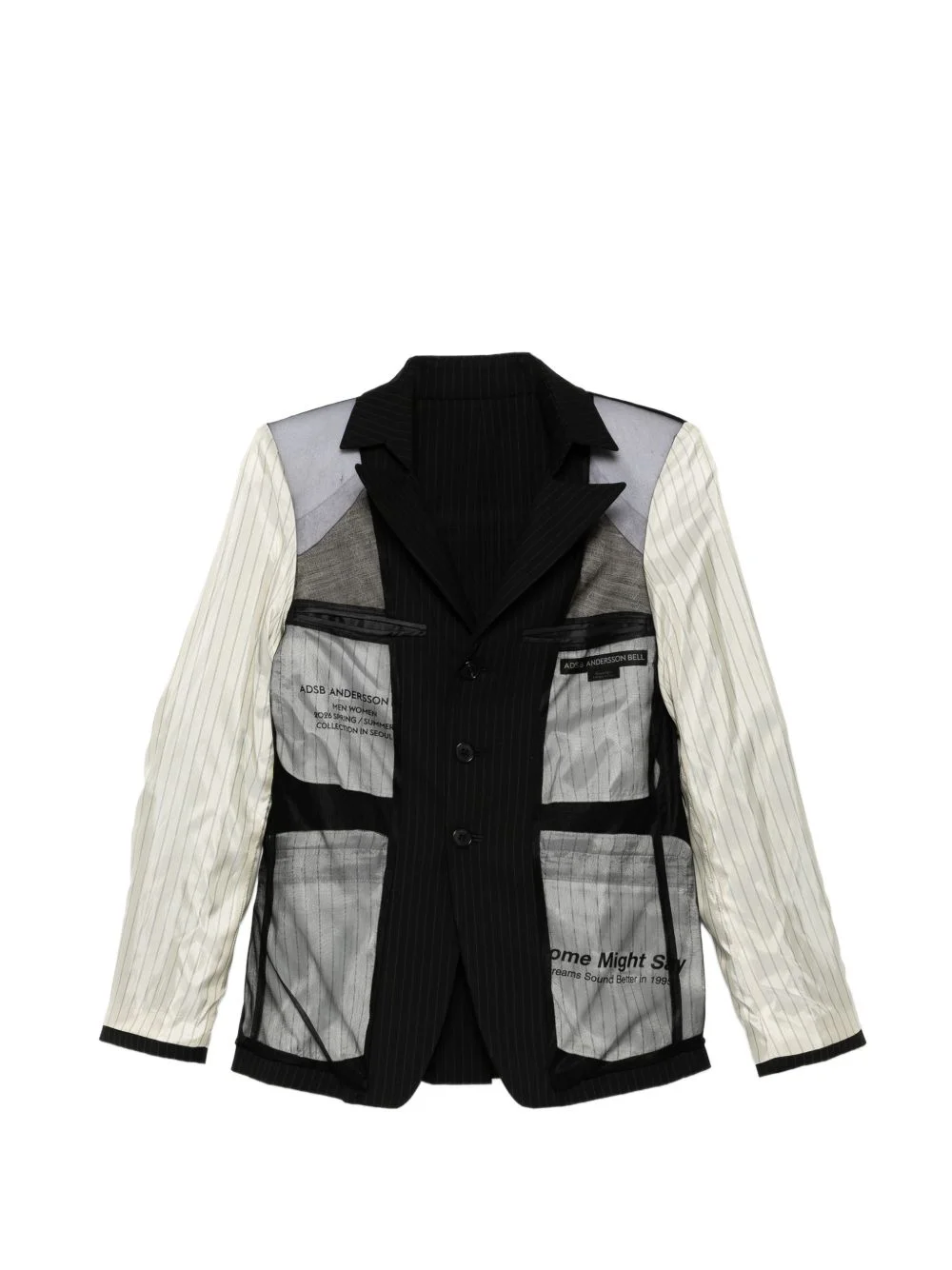 pinstripe deconstructed jacket - 1