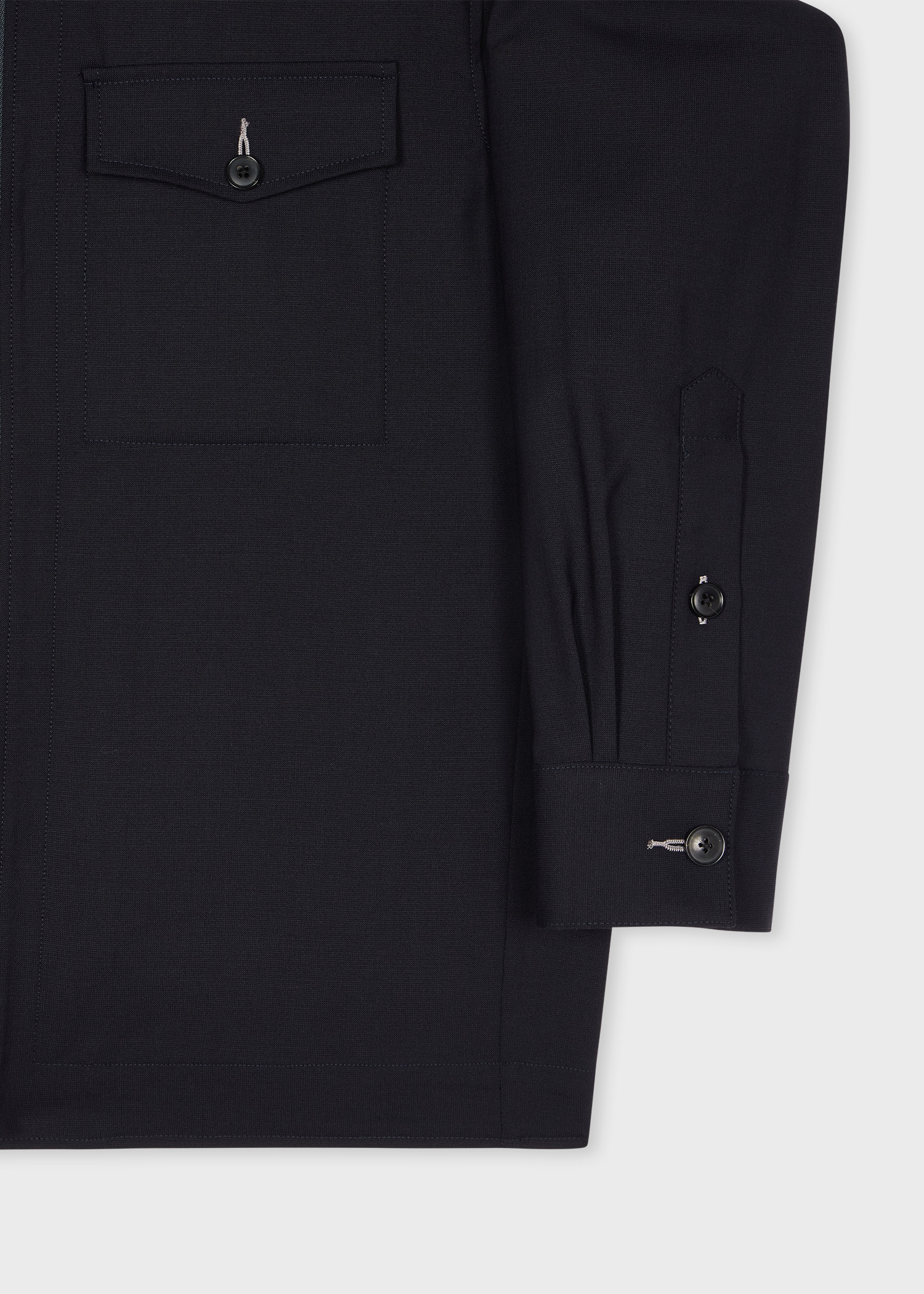 Dark Navy Bi-Stretch Wool Zip Jacket - 3