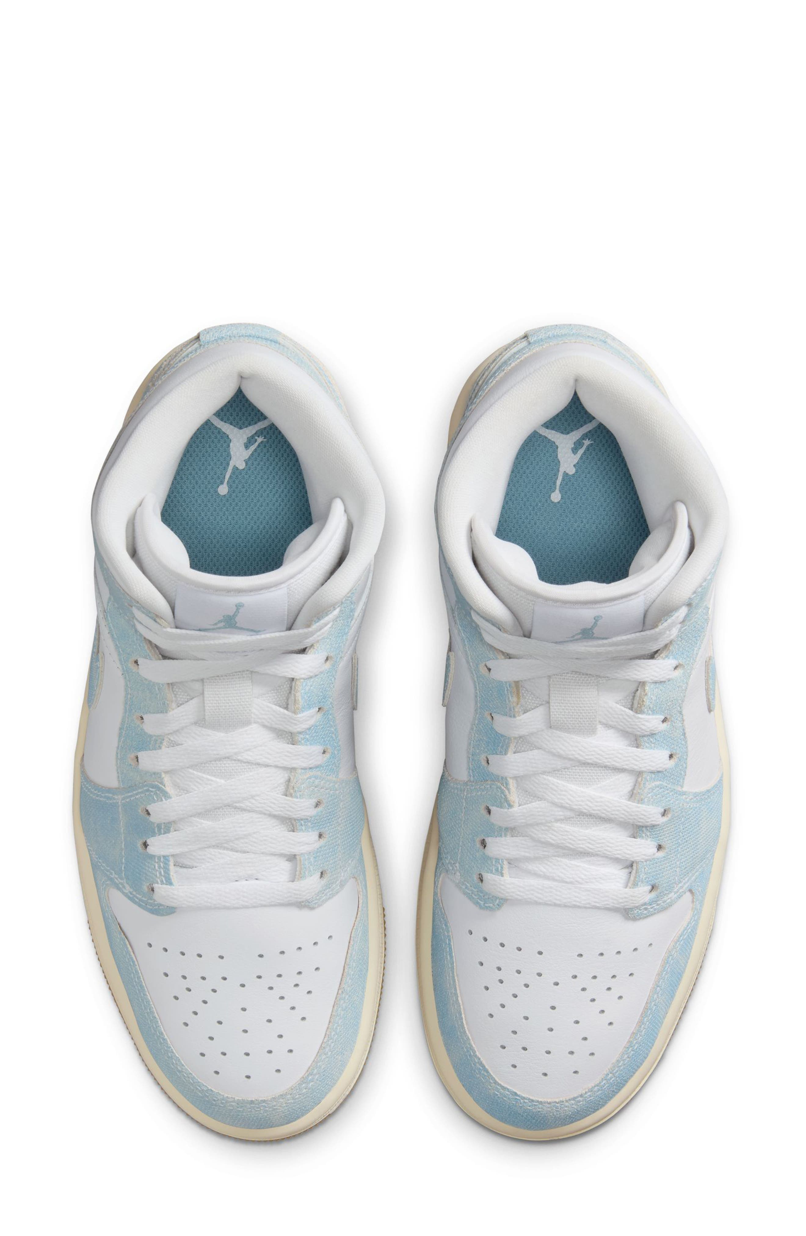 Air Jordan 1 Mid SE Velvet Basketball Sneaker in 100 White/wrnblu at Nordstrom - 3