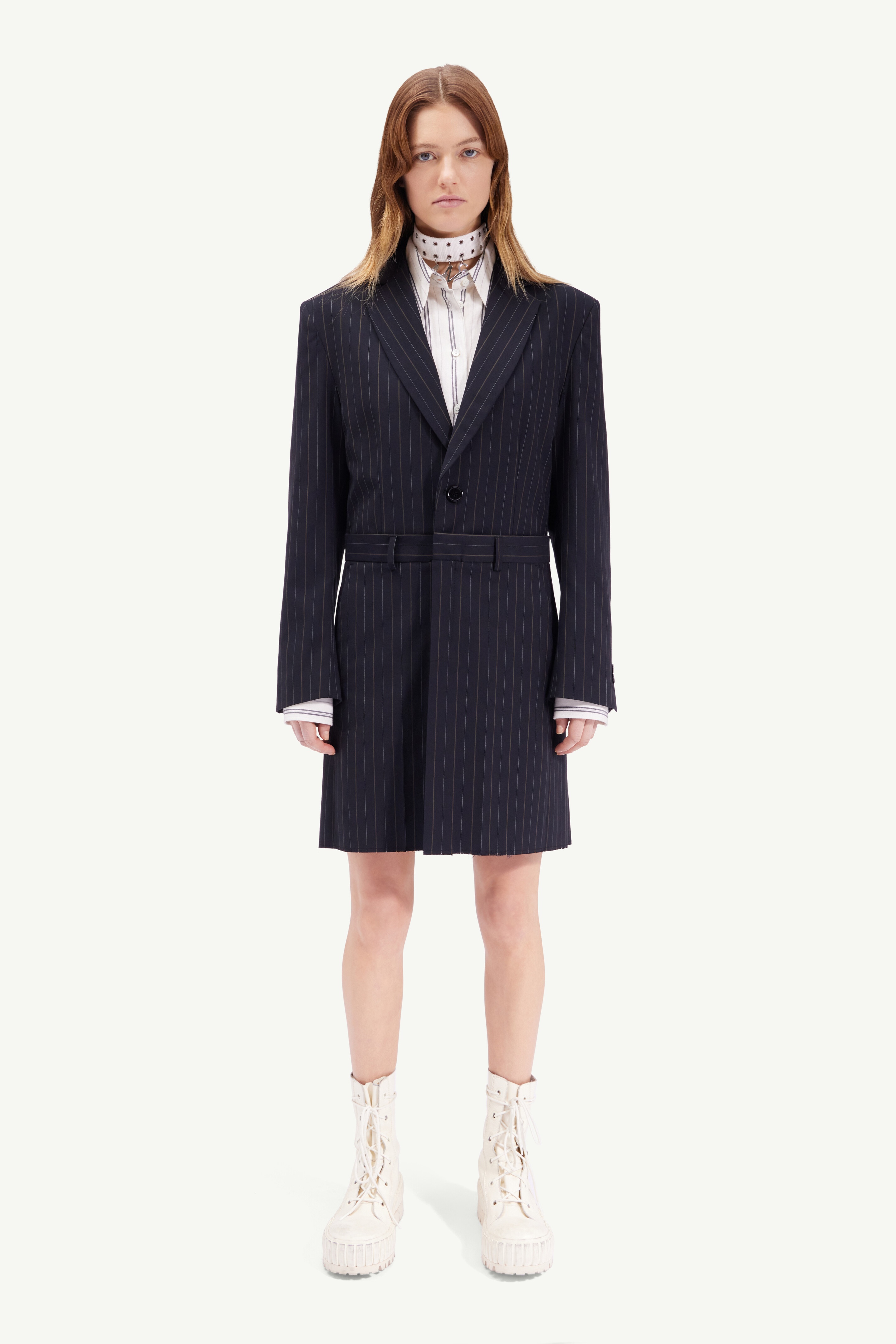 Pinstripe long-line blazer - 2