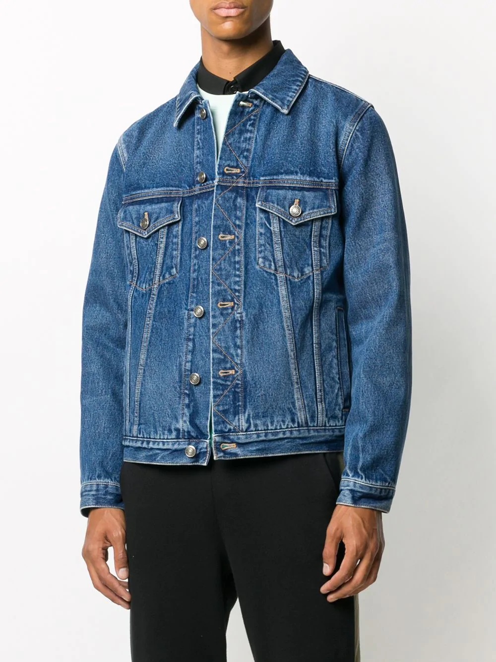 logo print buttoned denim jacket - 4