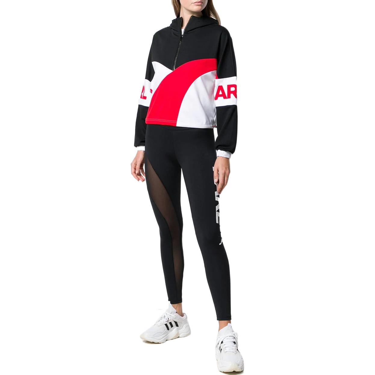 (WMNS) PUMA x Karl XTG Half-Zip Hoodie 'Black White Red' 595567-01 - 2
