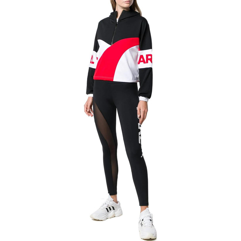 PUMA (WMNS) PUMA x Karl XTG Half-Zip Hoodie 'Black White Red' 595567-01 outlook