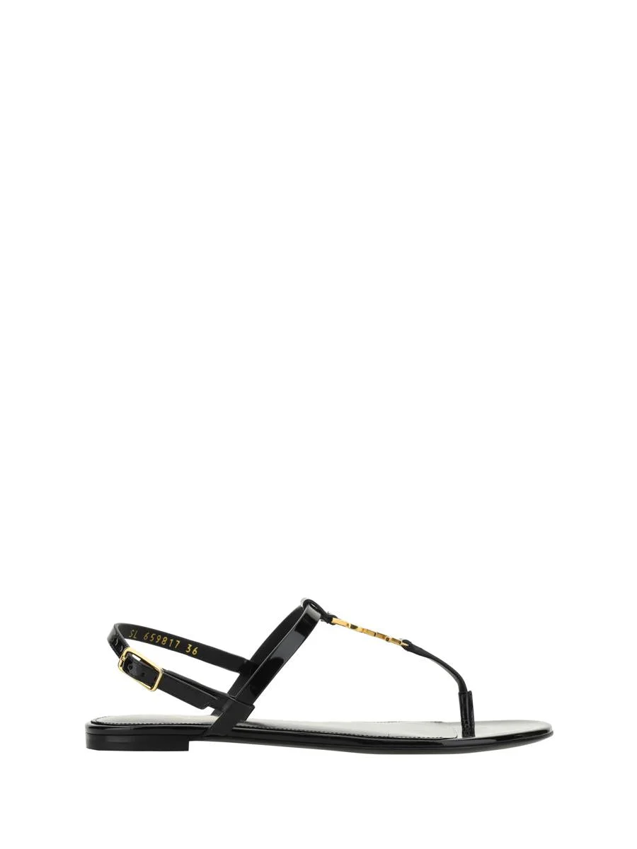 SAINT LAURENT CASSANDRA PATENT LEATHER SANDALS - 1