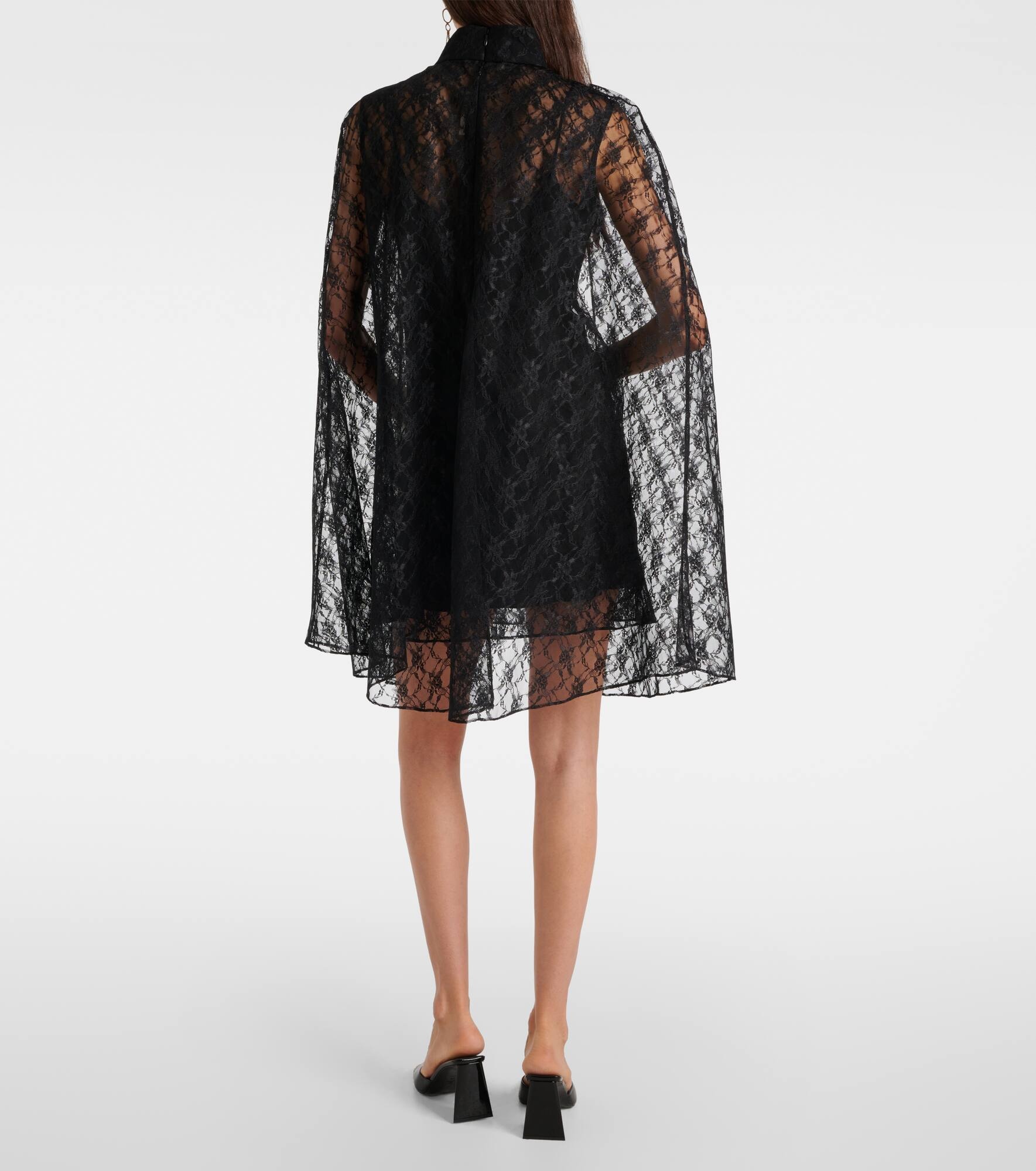 Caped floral lace minidress - 3