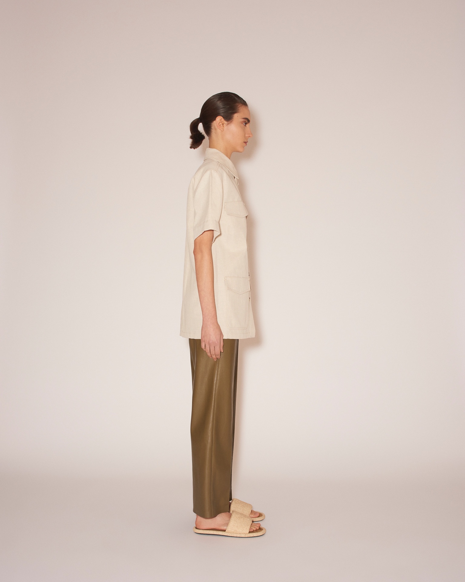 ZOLA - Cotton linen twill short-sleeve shirt - Natural - 3