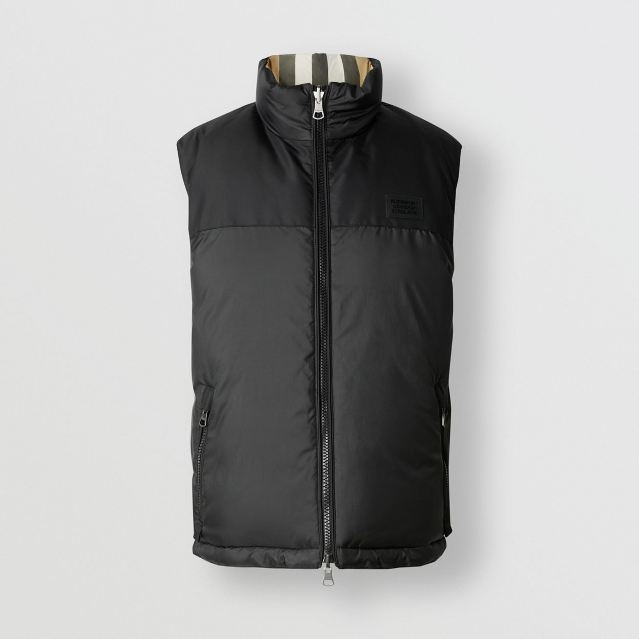 Reversible Check Nylon Puffer Gilet - 7