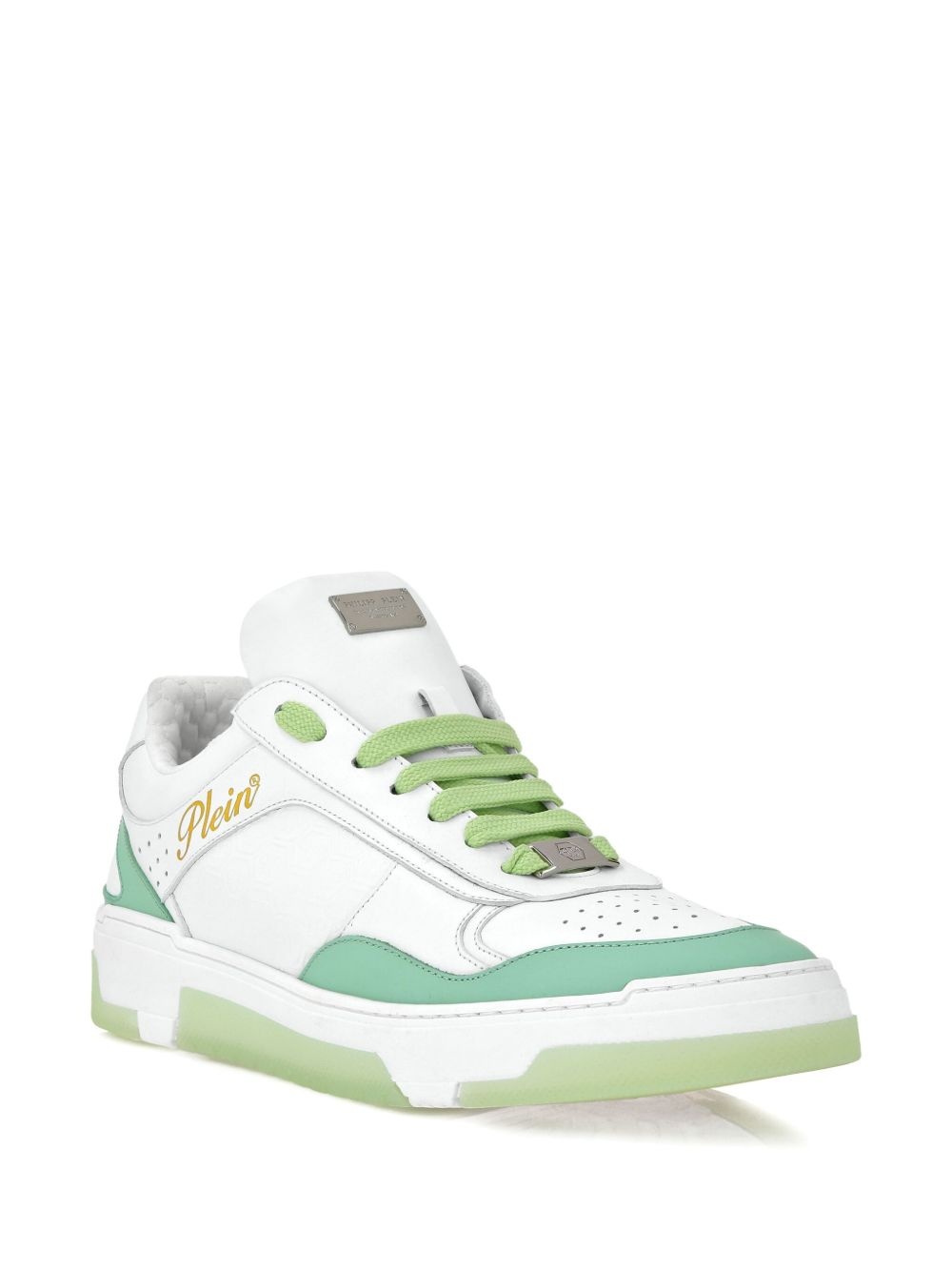 leather lace-up sneakers - 2