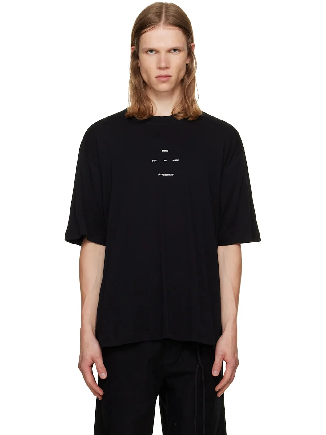 Black "Logo" Luxe Jersey Oversized T-shirt - 1