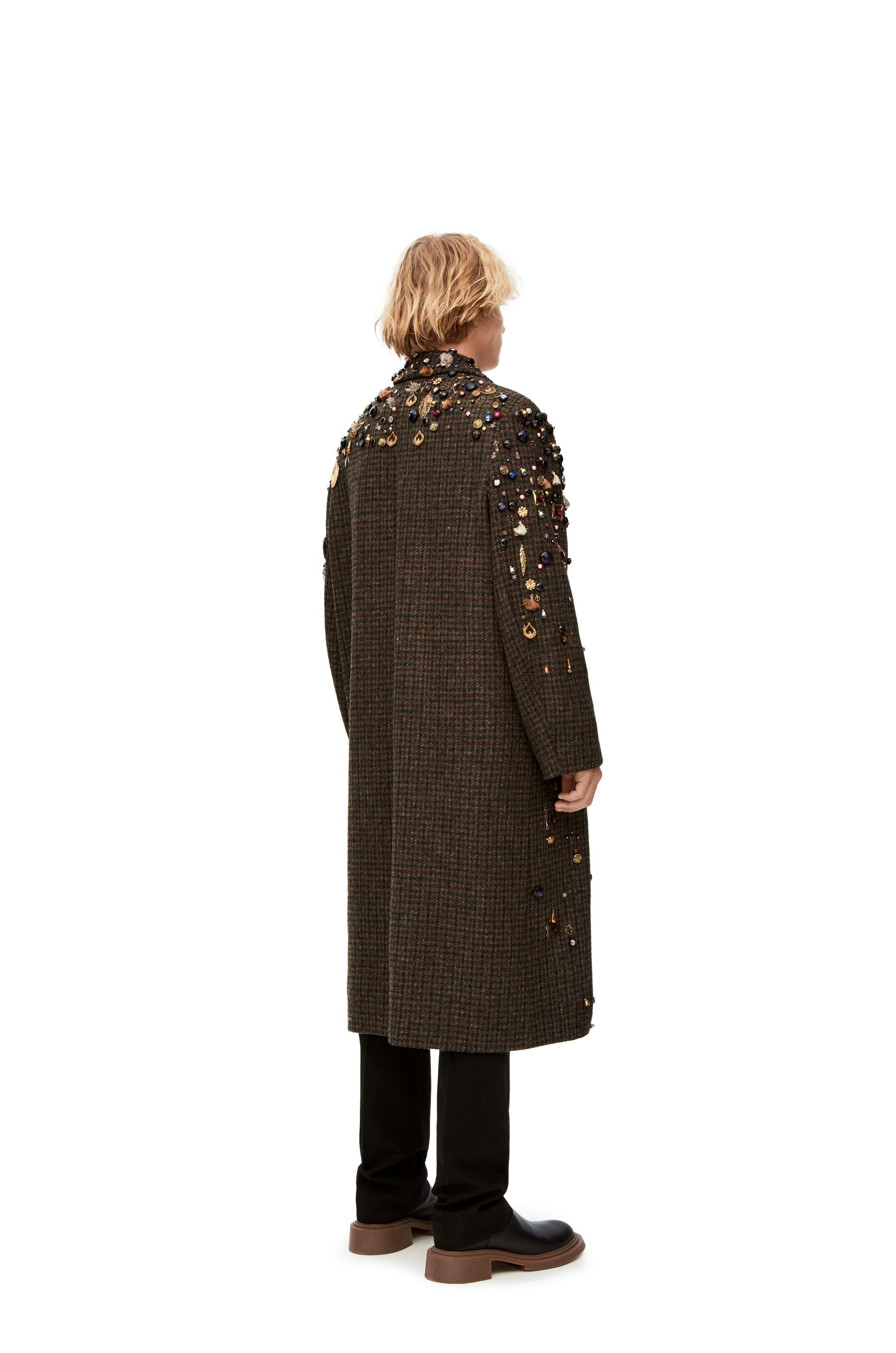 Embellished long coat in wool - 4