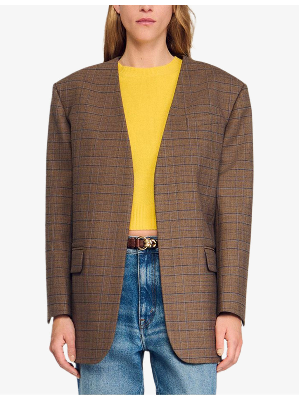 Checked Oversized Woven Jacket - 3