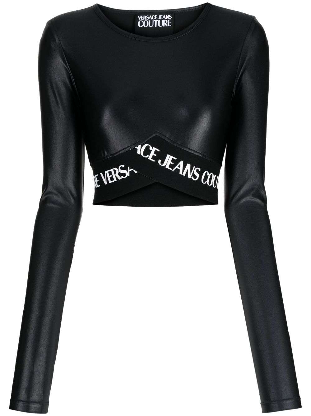logo-print long-sleeve crop top - 1